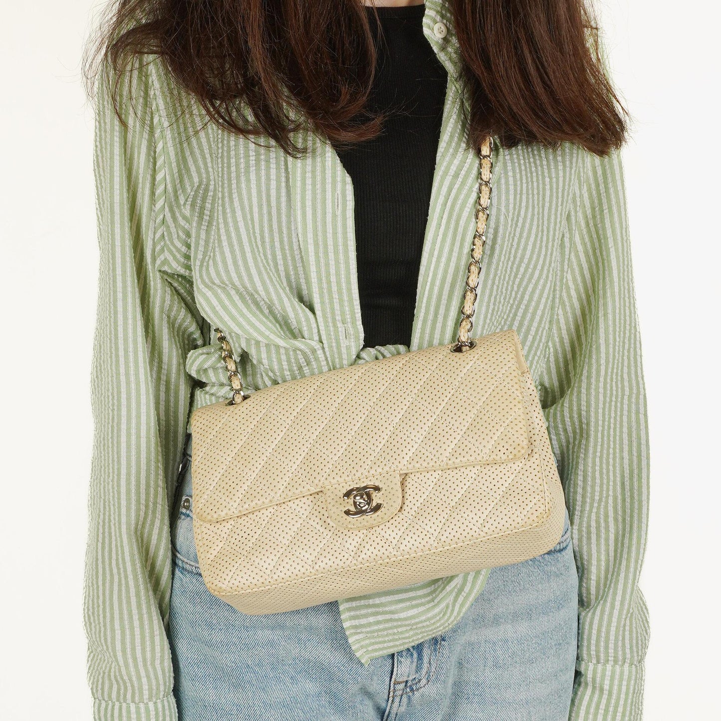Chanel Classic Medium Perforated Quilted Lambskin Double Flap Bag