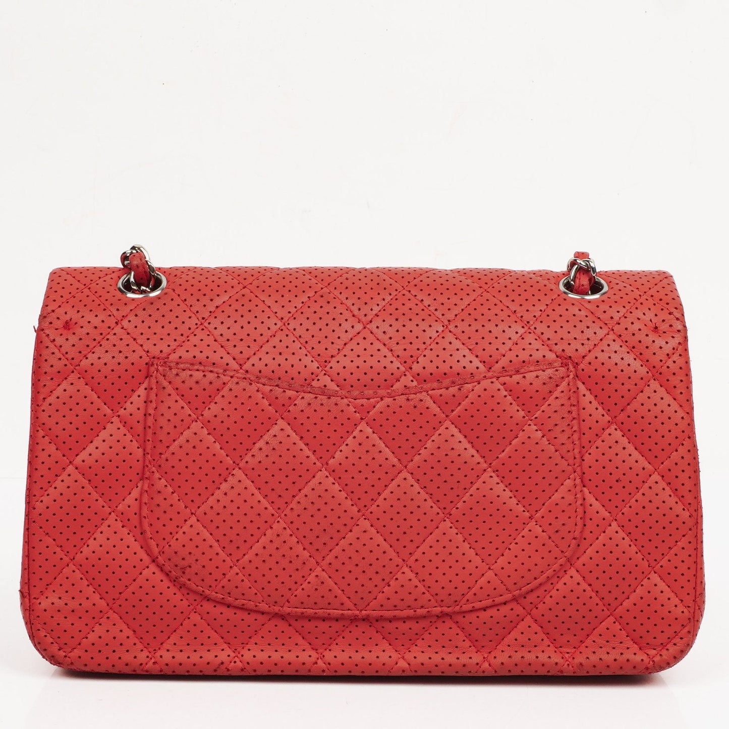 Chanel Classic Medium Perforated Red Quilted Lambskin Double Flap Bag