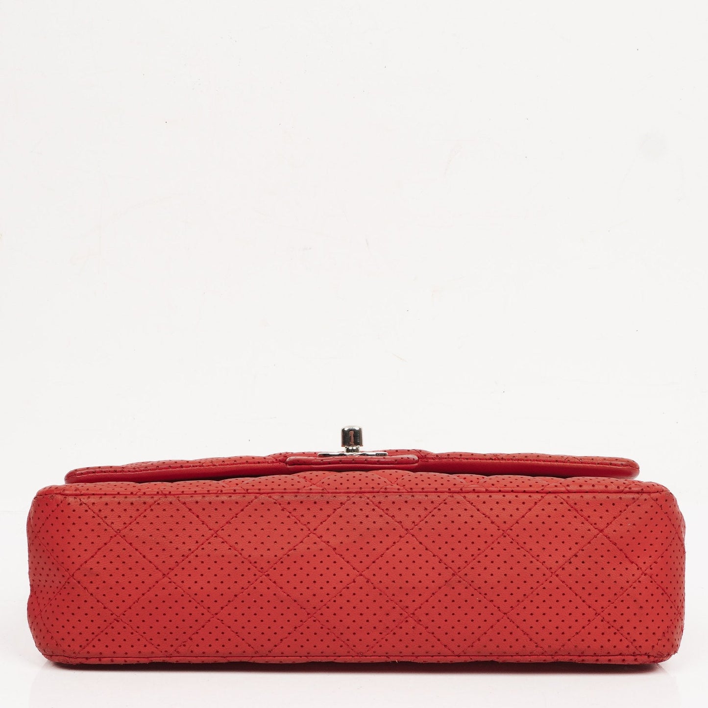 Chanel Classic Medium Perforated Red Quilted Lambskin Double Flap Bag