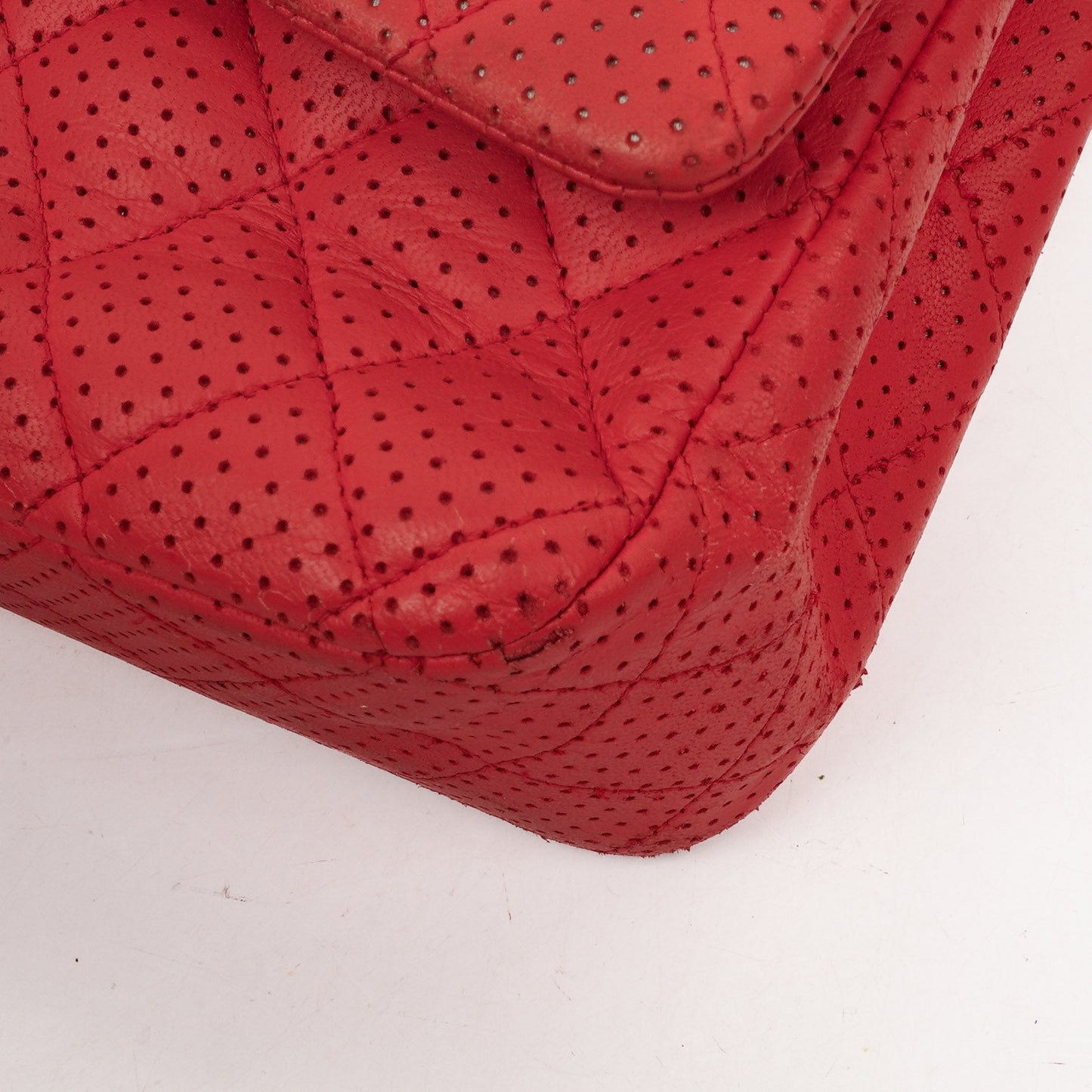 Chanel Classic Medium Perforated Red Quilted Lambskin Double Flap Bag