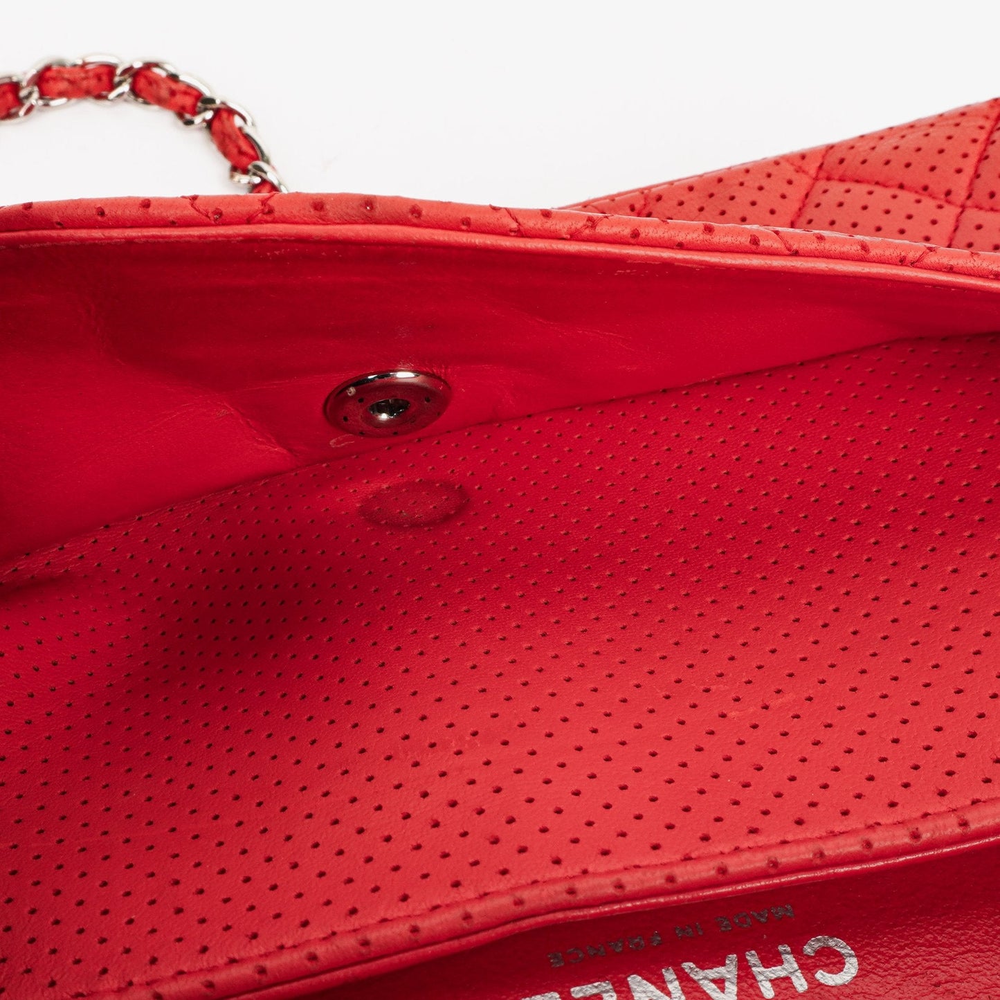 Chanel Classic Medium Perforated Red Quilted Lambskin Double Flap Bag
