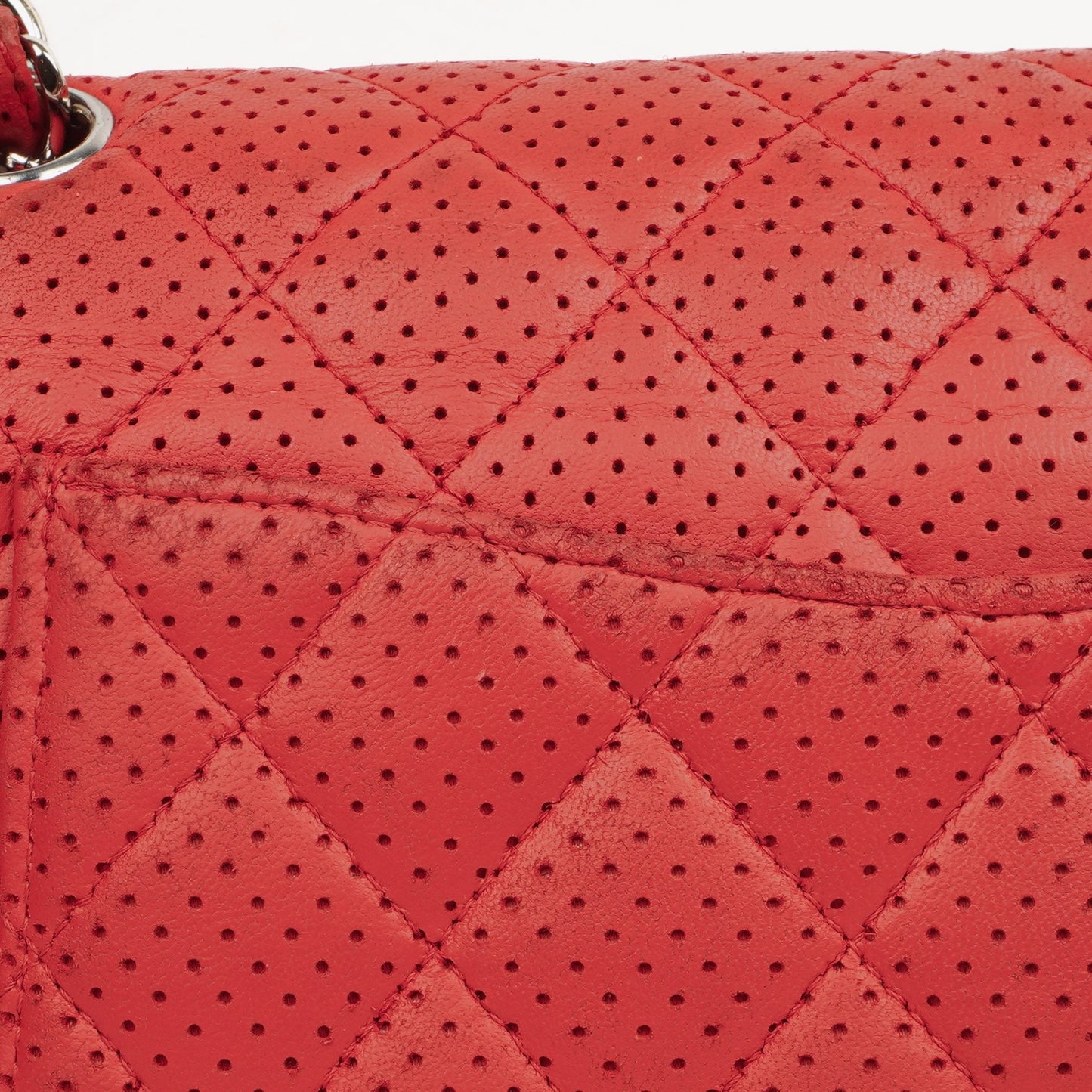 Chanel Classic Medium Perforated Red Quilted Lambskin Double Flap Bag