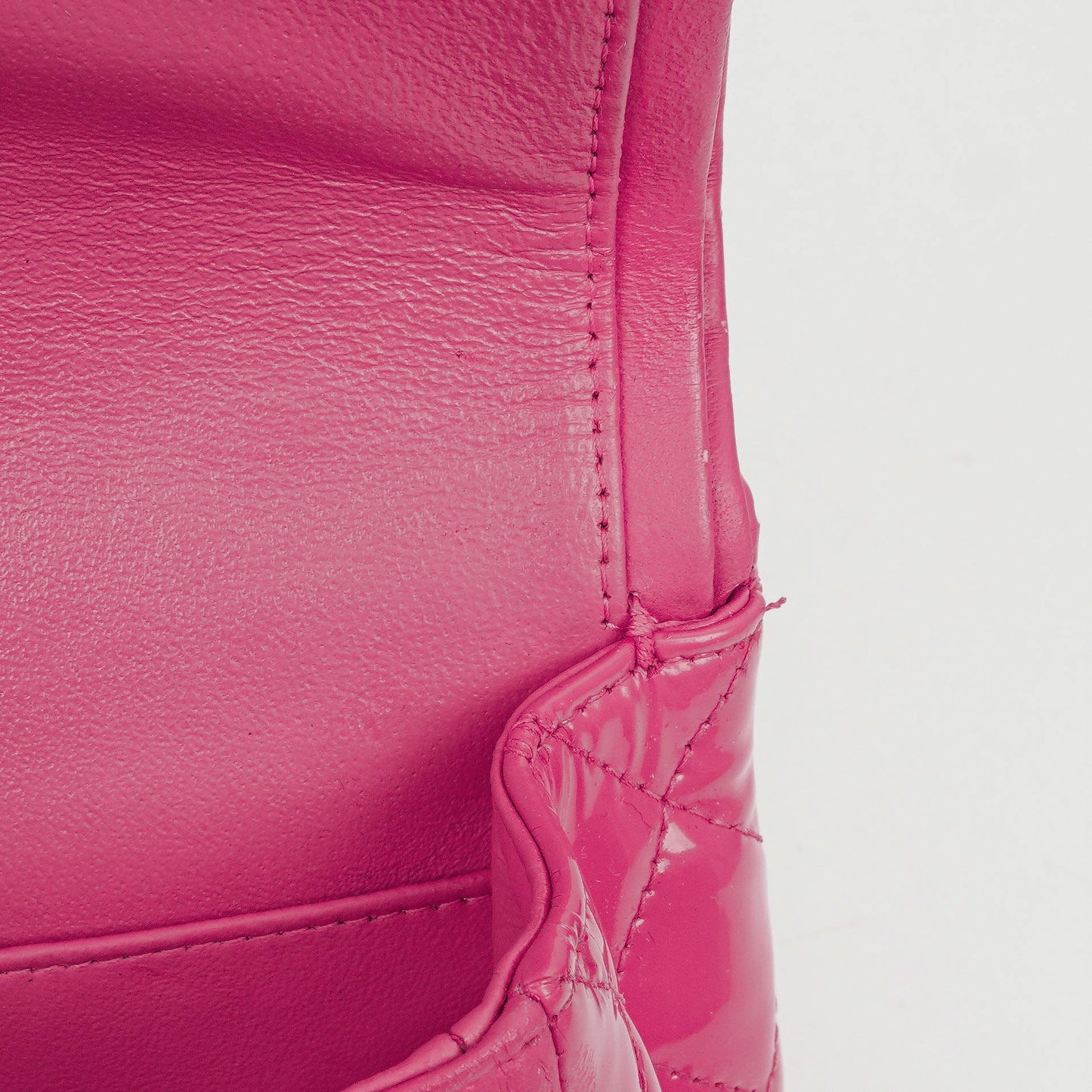 Chanel Classic Medium Pink Quilted Patent Leather Double Flap Bag With Silver Hardware