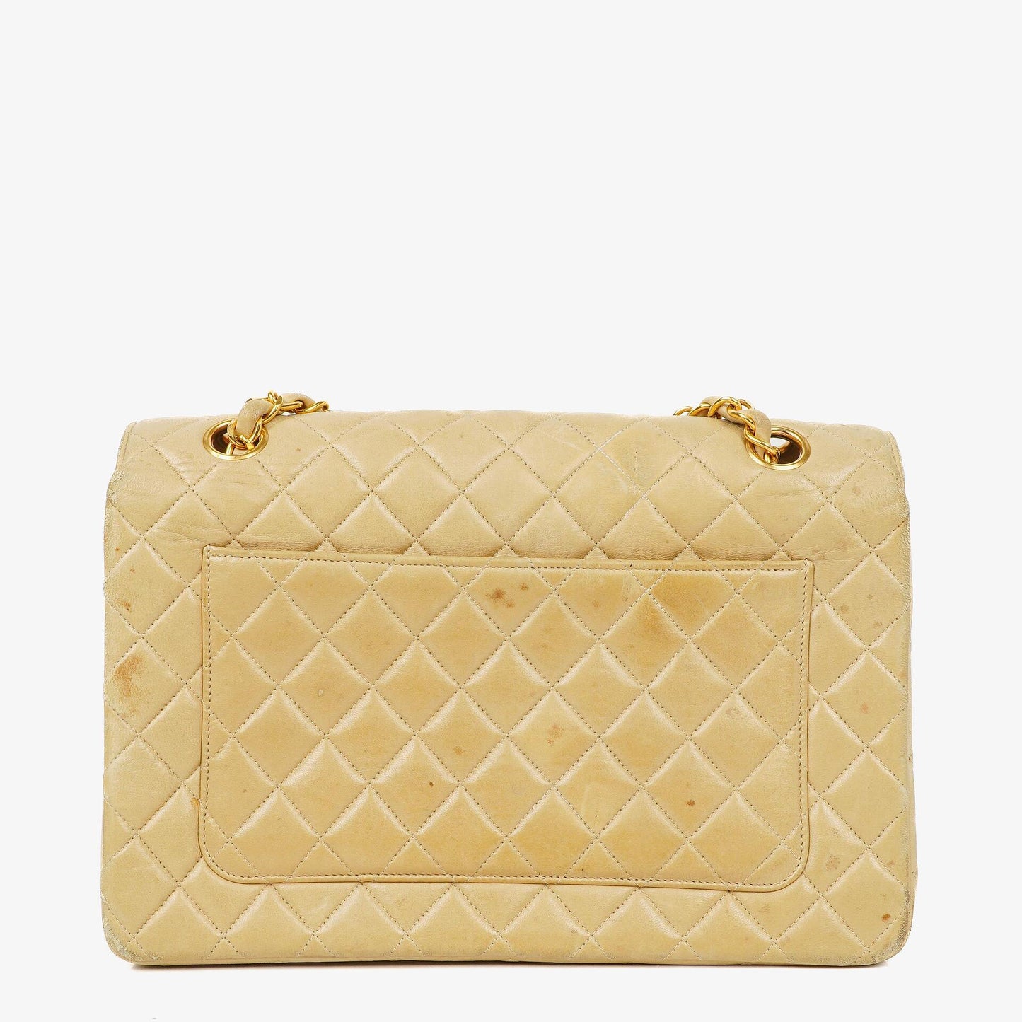 Chanel Classic Medium Single Flap Bag Beige Quilted Leather With Gold & Silver Tone Combo Hardware