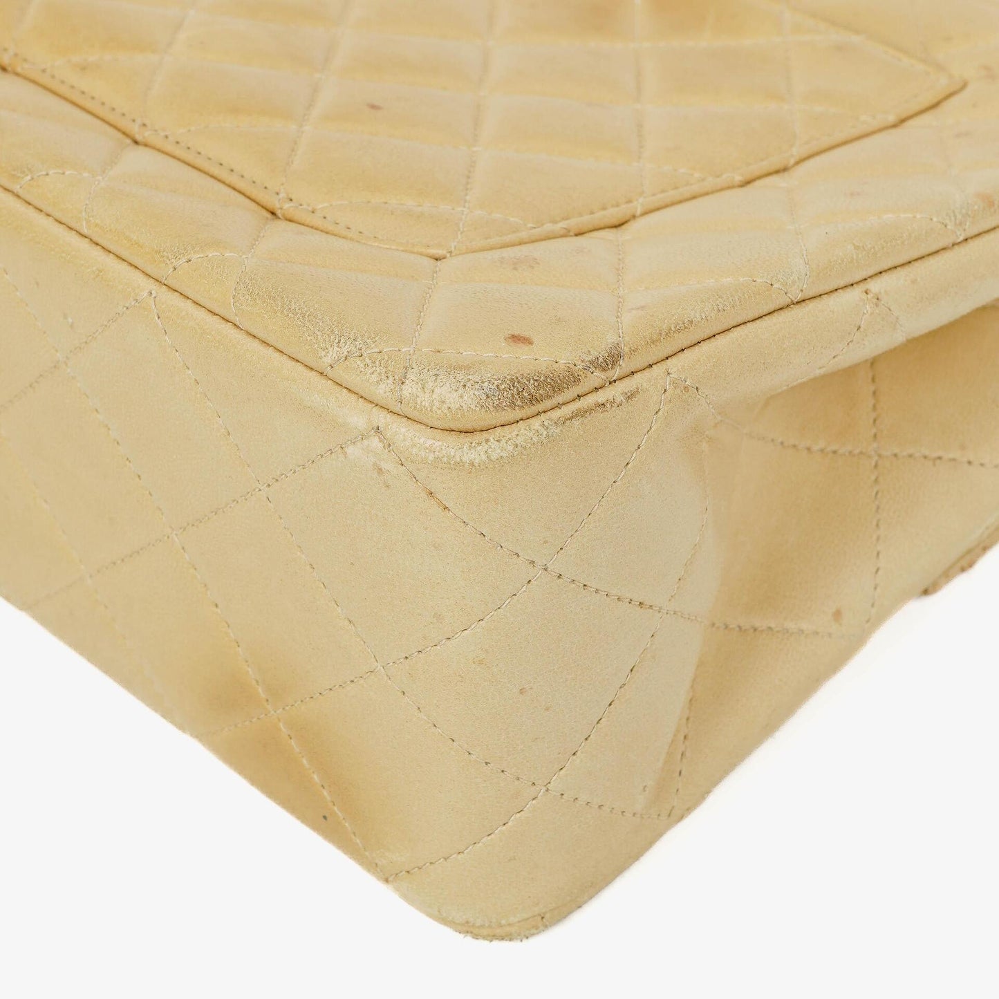 Chanel Classic Medium Single Flap Bag Beige Quilted Leather With Gold & Silver Tone Combo Hardware