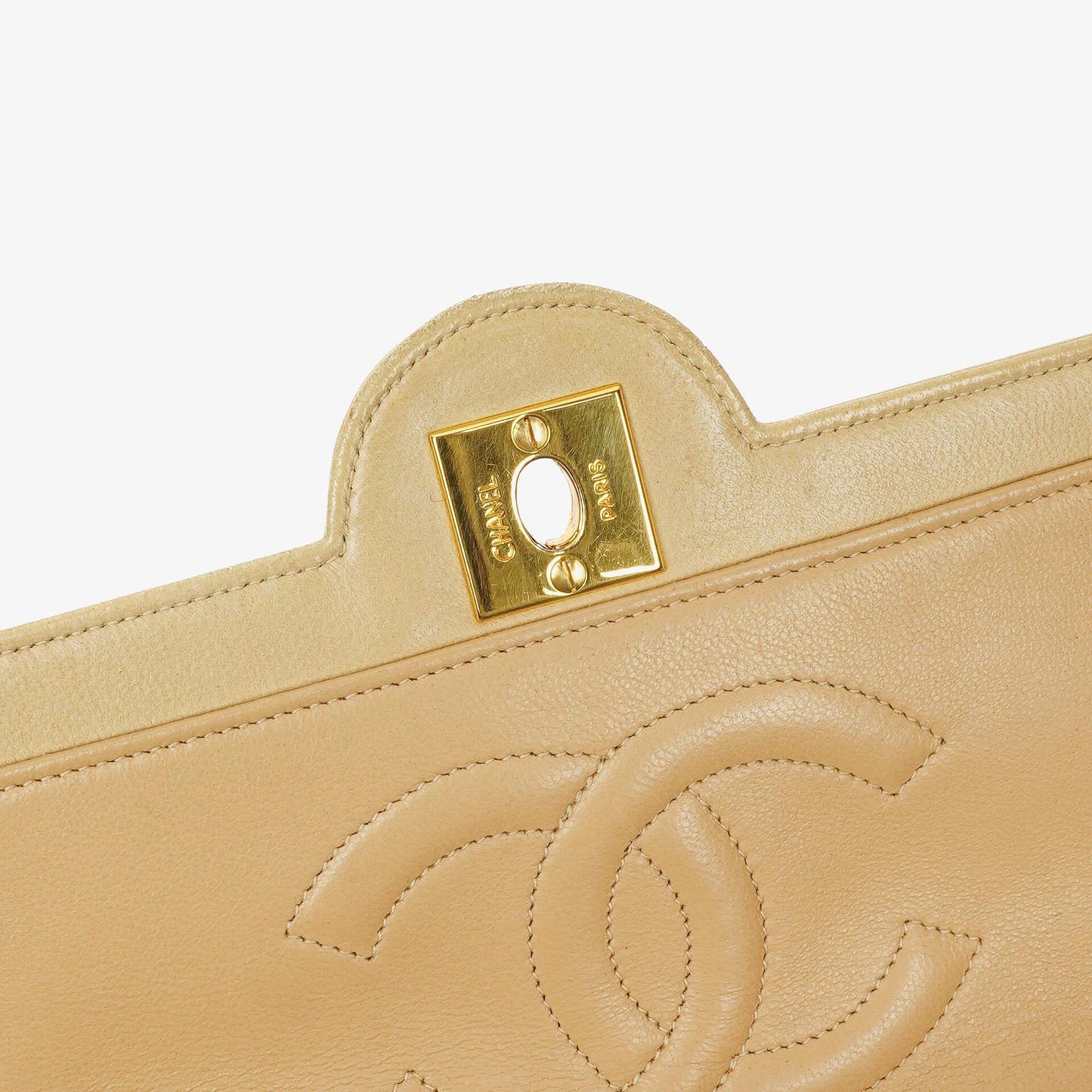 Chanel Classic Medium Single Flap Bag Beige Quilted Leather With Gold & Silver Tone Combo Hardware