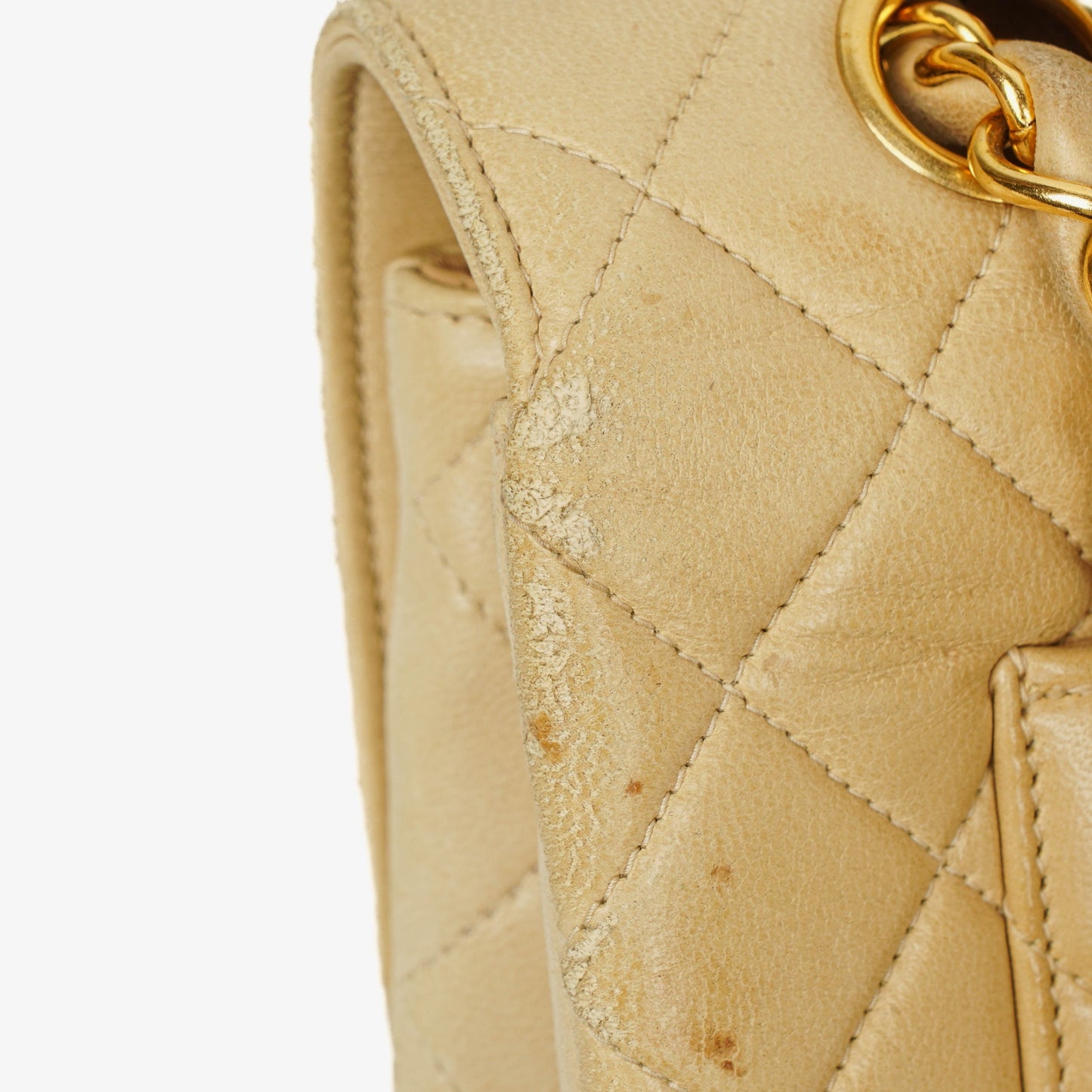 Chanel Classic Medium Single Flap Bag Beige Quilted Leather With Gold & Silver Tone Combo Hardware