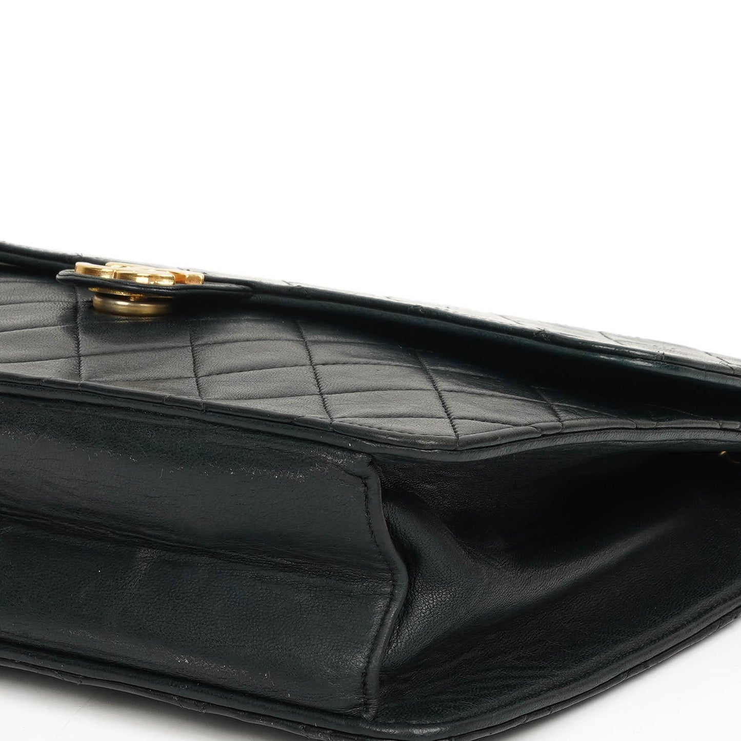 Chanel Classic Medium Single Flap Bag Black Quilted Lambskin 24K Gold-Plated Hardware