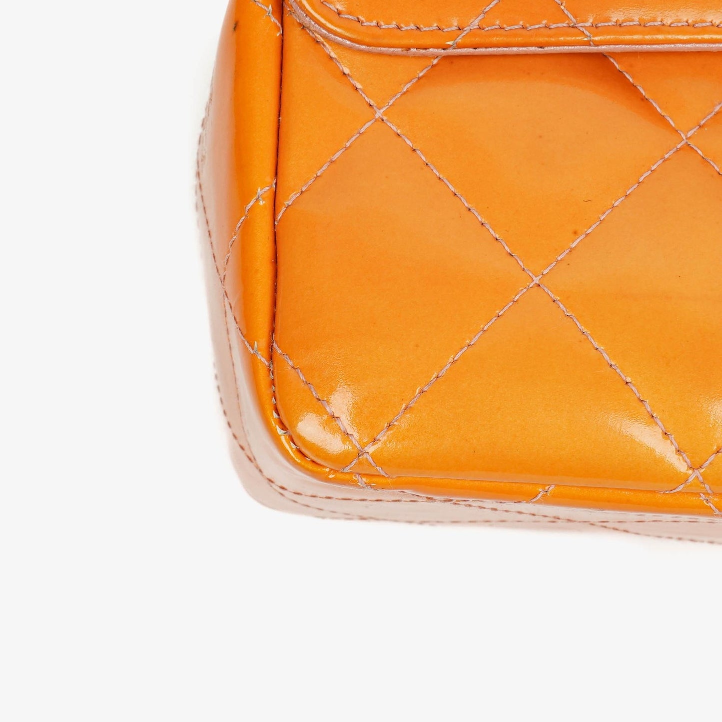 Chanel Classic Mini Rectangular Single Flap Bag Orange Patent Leather