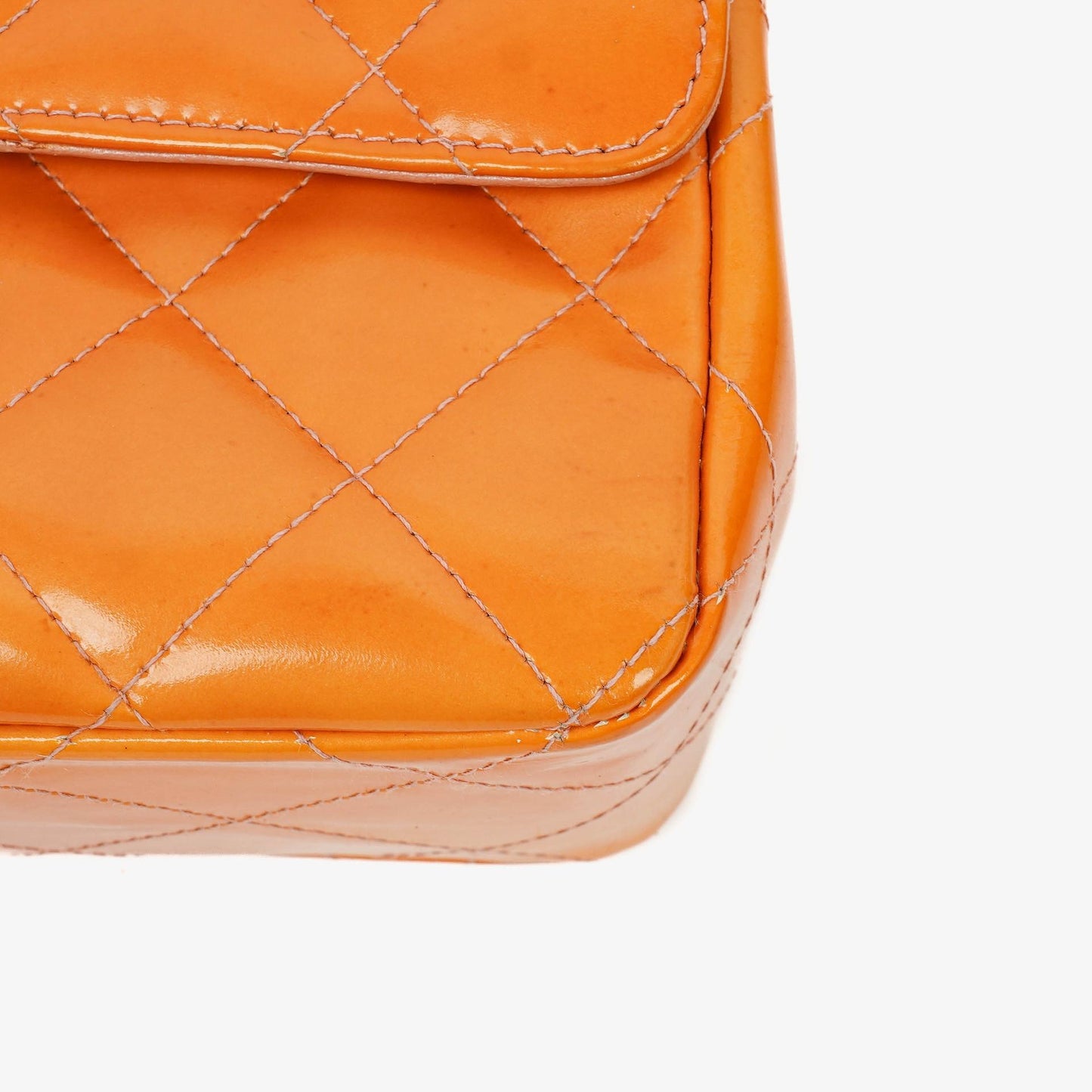 Chanel Classic Mini Rectangular Single Flap Bag Orange Patent Leather