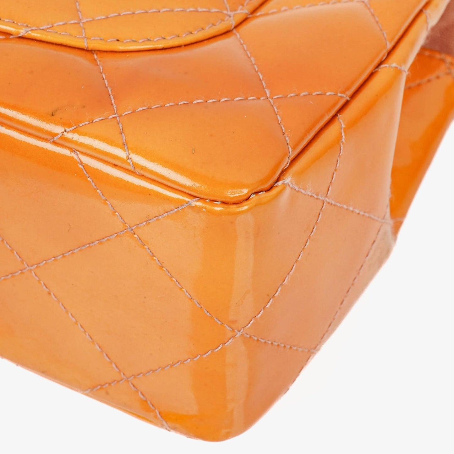 Chanel Classic Mini Rectangular Single Flap Bag Orange Patent Leather