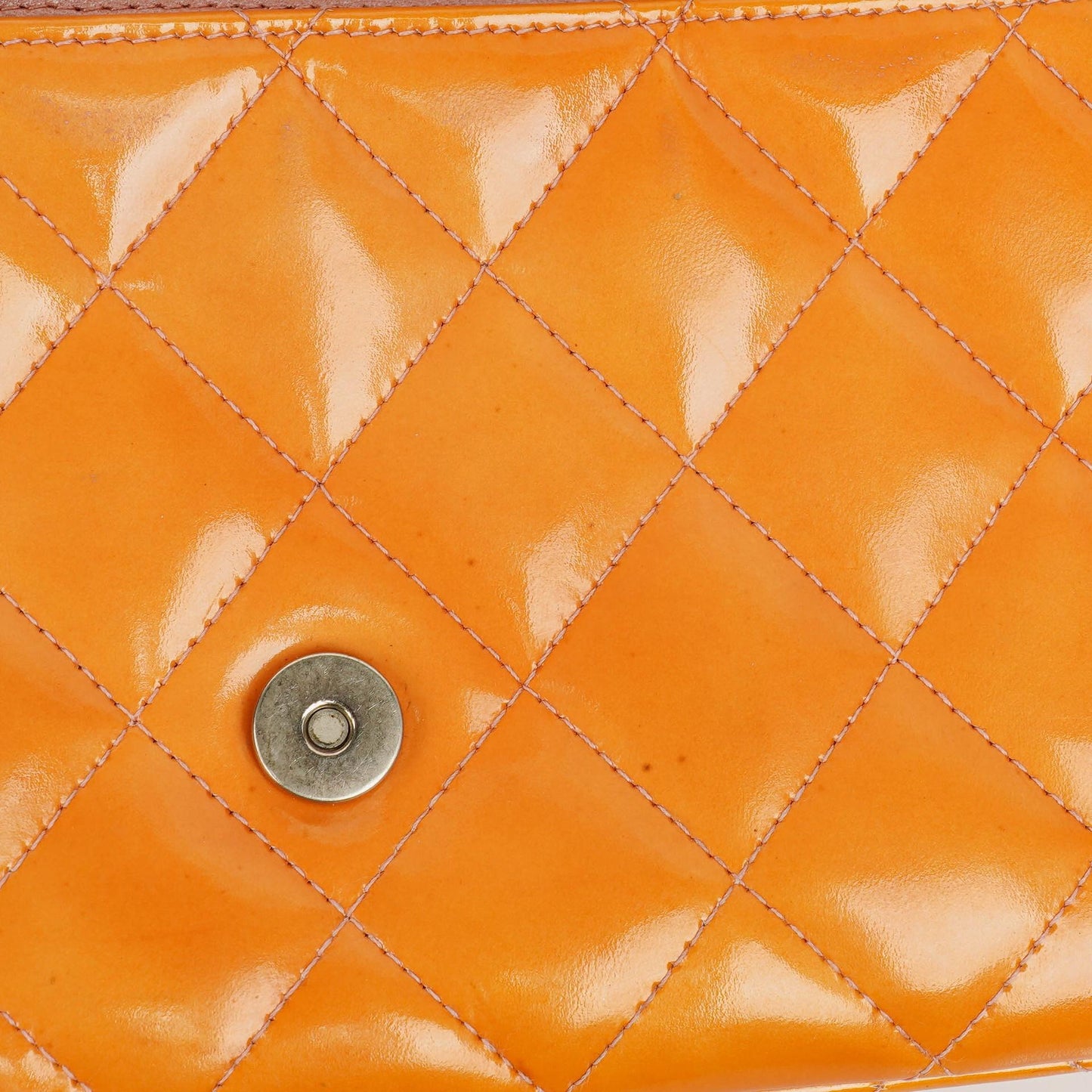 Chanel Classic Mini Rectangular Single Flap Bag Orange Patent Leather