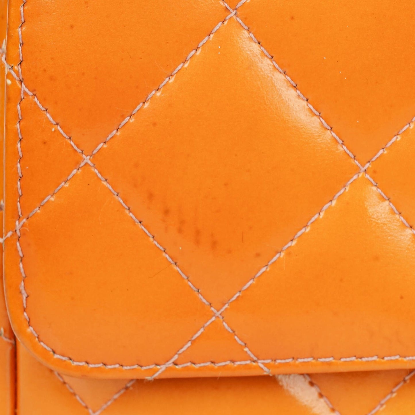 Chanel Classic Mini Rectangular Single Flap Bag Orange Patent Leather