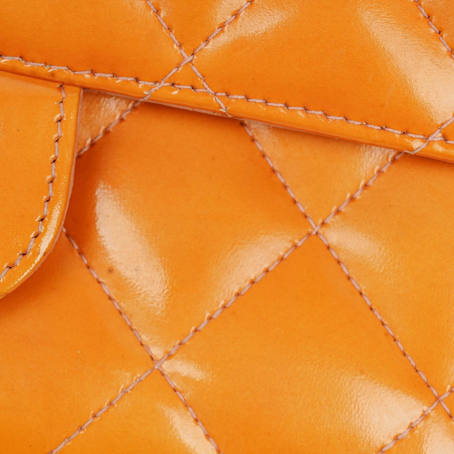 Chanel Classic Mini Rectangular Single Flap Bag Orange Patent Leather