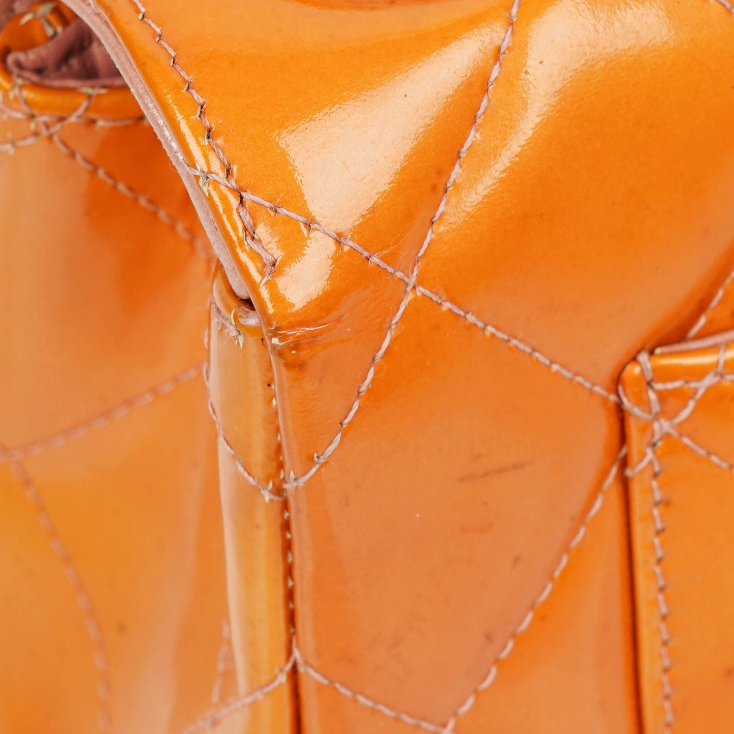 Chanel Classic Mini Rectangular Single Flap Bag Orange Patent Leather