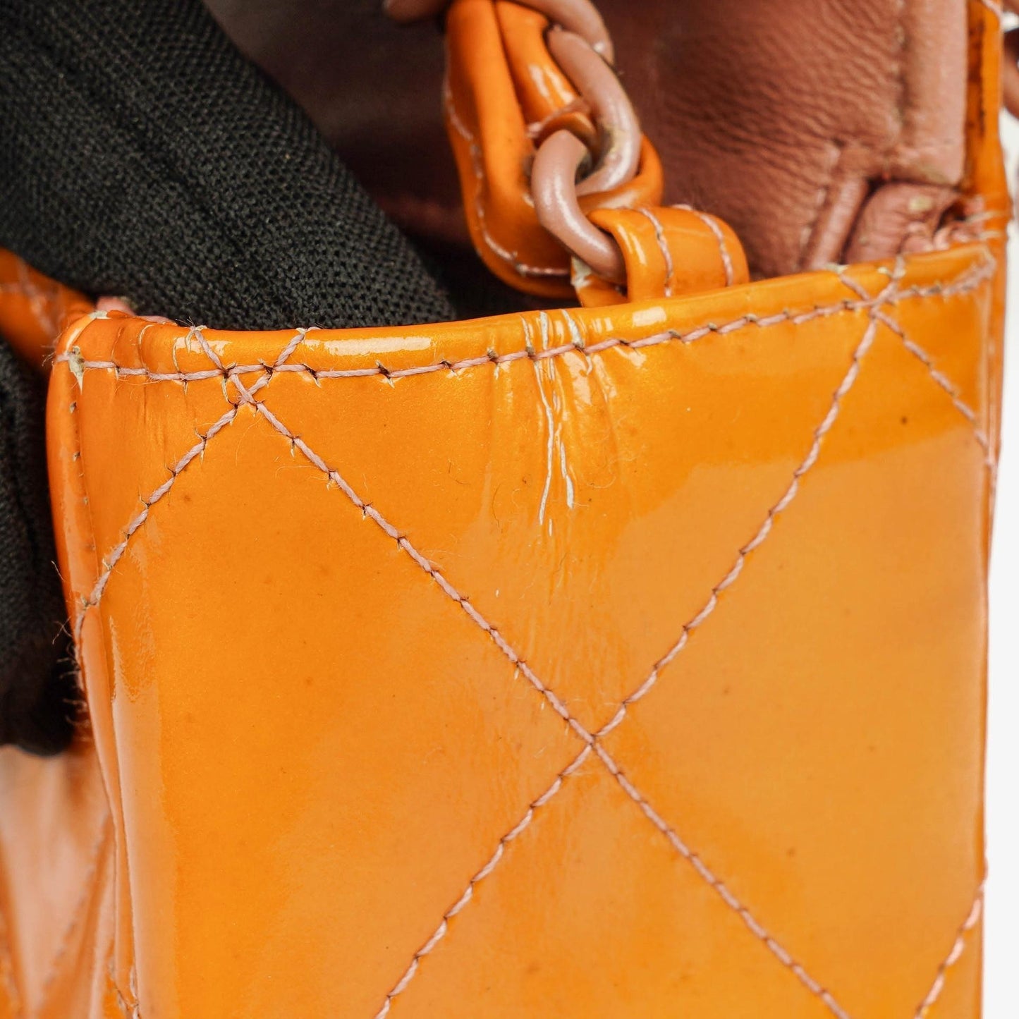 Chanel Classic Mini Rectangular Single Flap Bag Orange Patent Leather