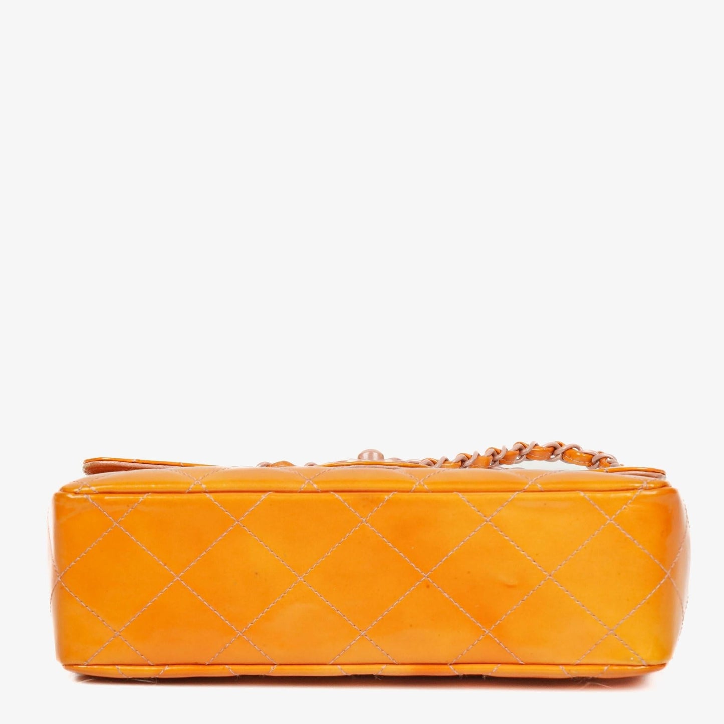 Chanel Classic Mini Rectangular Single Flap Bag Orange Patent Leather