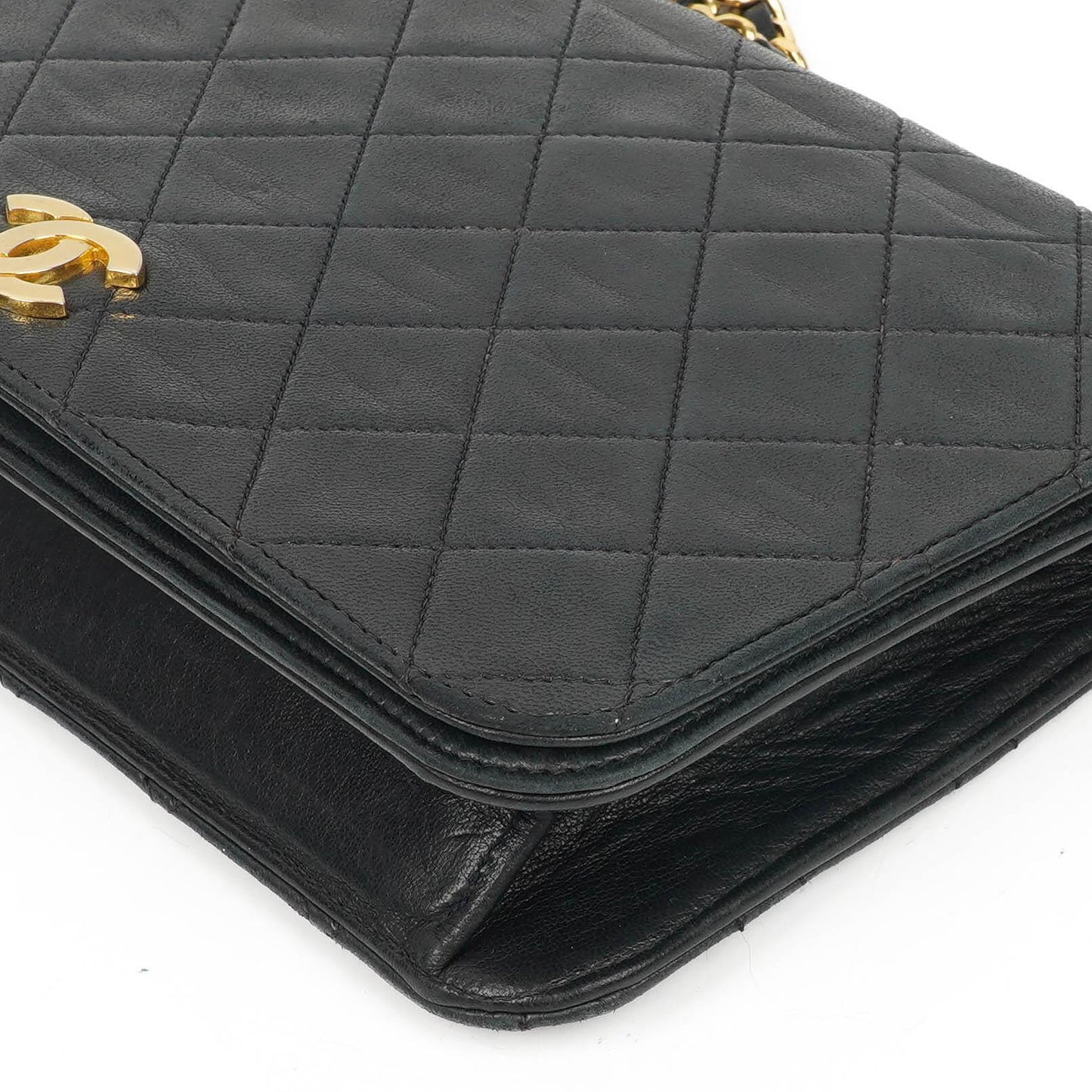 Chanel Classic Navy Quilted Lambskin Full Flap Bag With Gold-Tone Hardware