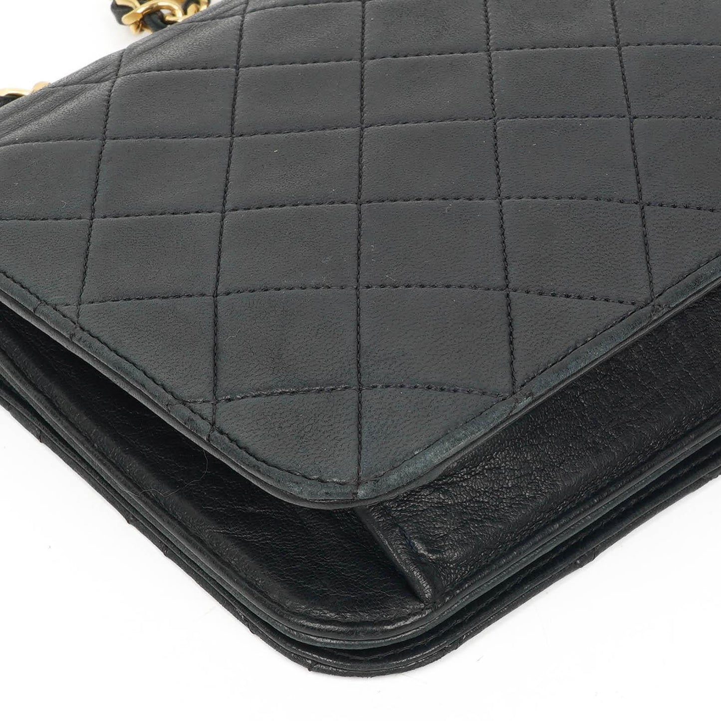 Chanel Classic Navy Quilted Lambskin Full Flap Bag With Gold-Tone Hardware