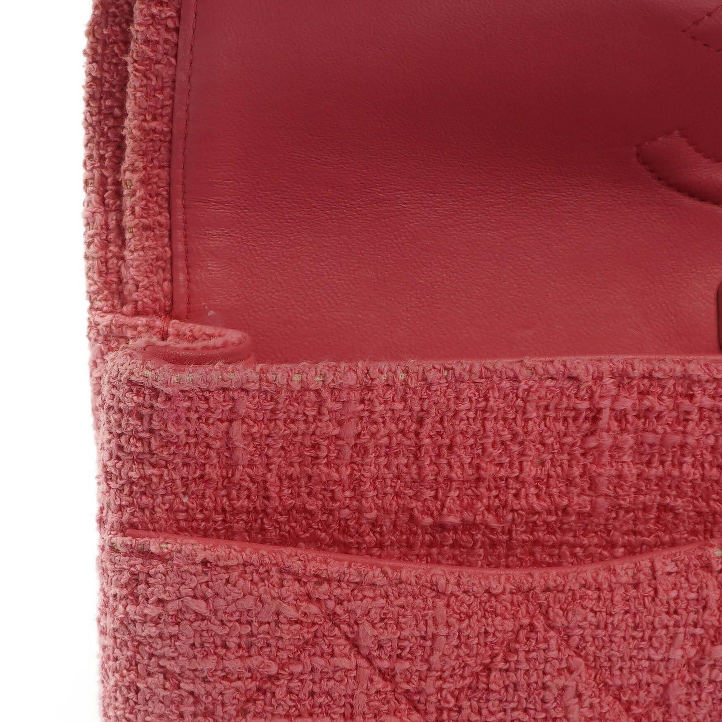Chanel Classic Pink Tweed Crystal Bead Flower Embellished Quilted Medium Double Flap Bag With Silver Hardware