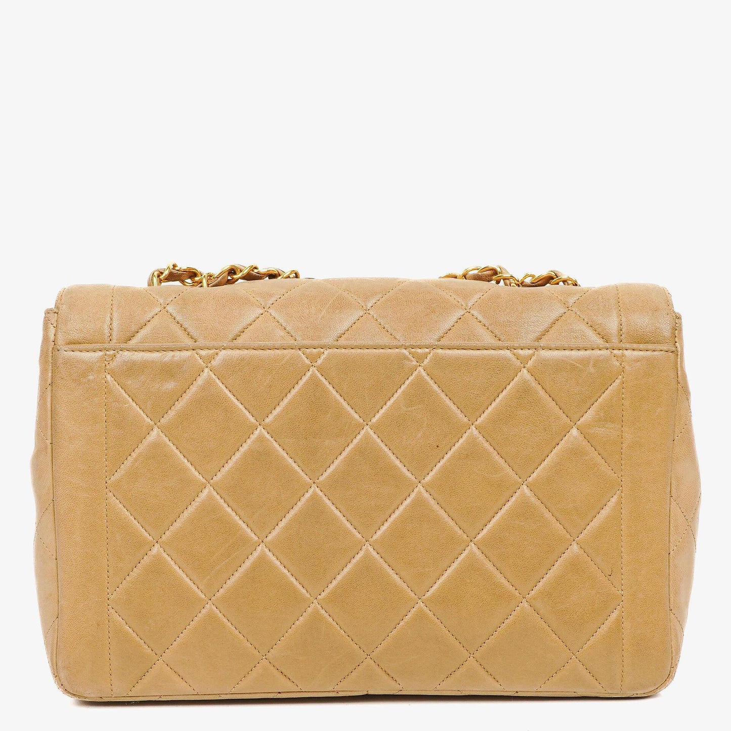 Chanel Classic Single Flap Bag Beige Quilted Lambskin 24K Gold-Plated Hardware