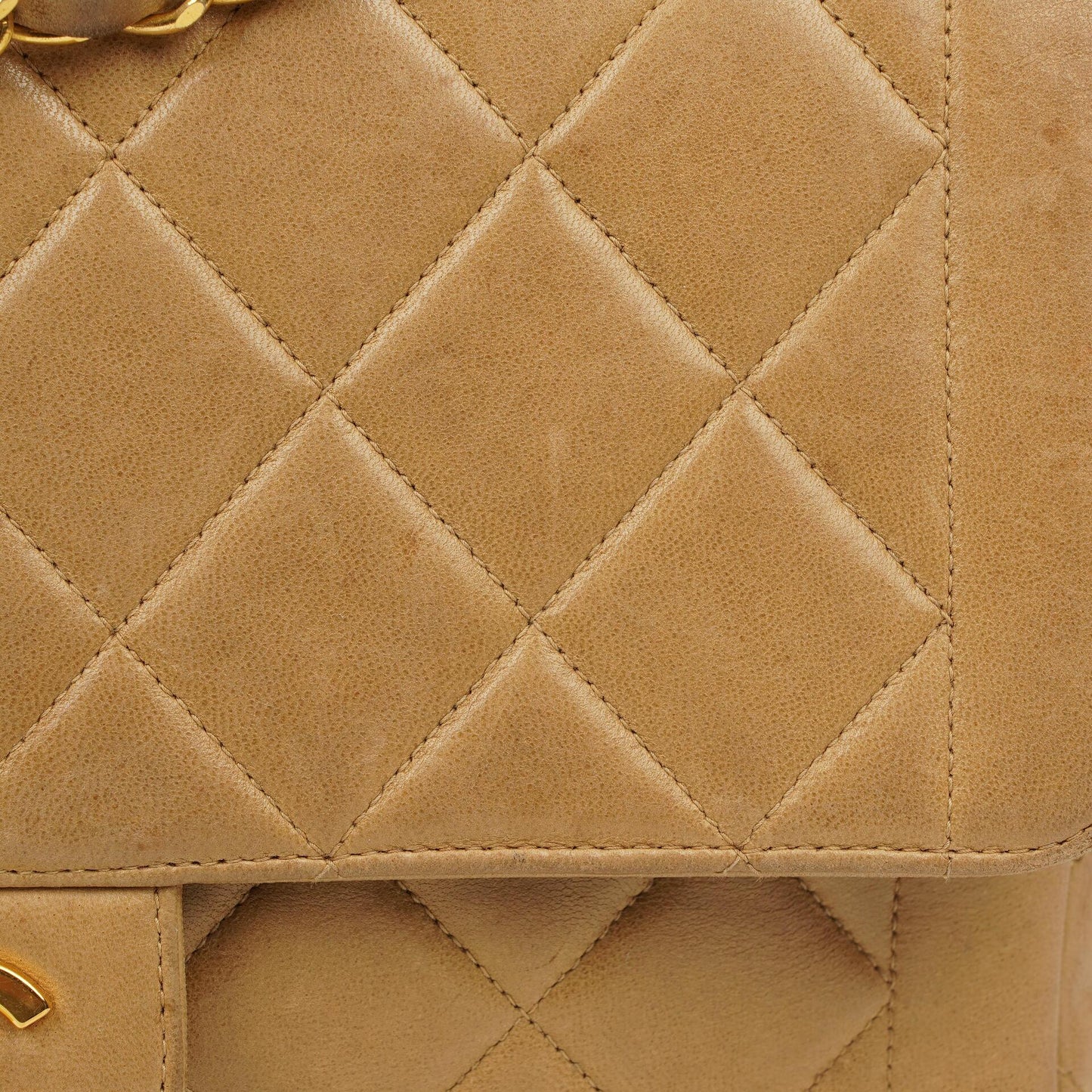 Chanel Classic Single Flap Bag Beige Quilted Lambskin 24K Gold-Plated Hardware
