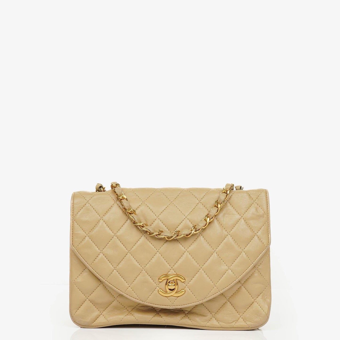 Chanel Classic Single Flap Bag Beige Quilted Lambskin With 24K Gold-Plated Hardware