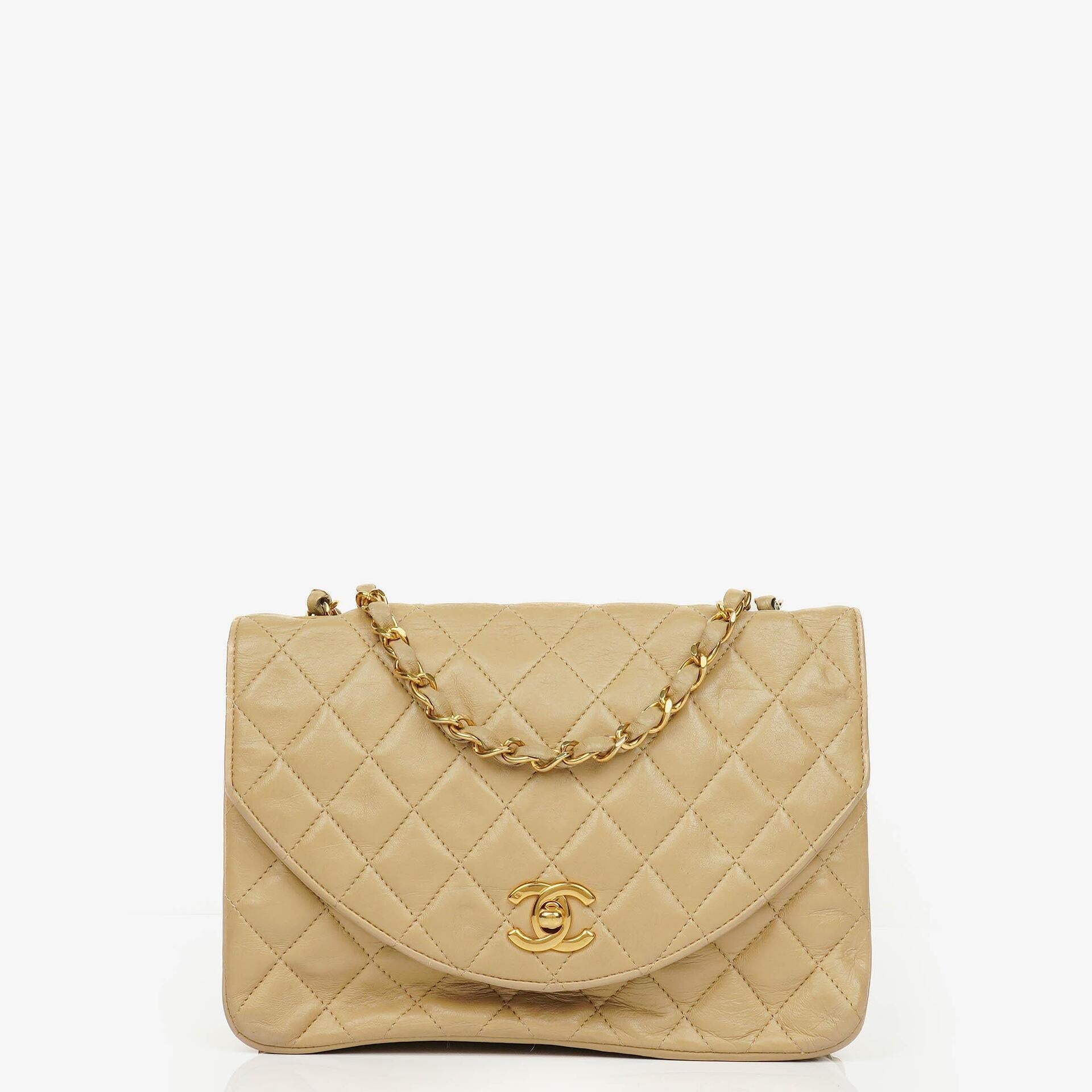Chanel Classic Single Flap Bag Beige Quilted Lambskin With 24K Gold-Plated Hardware