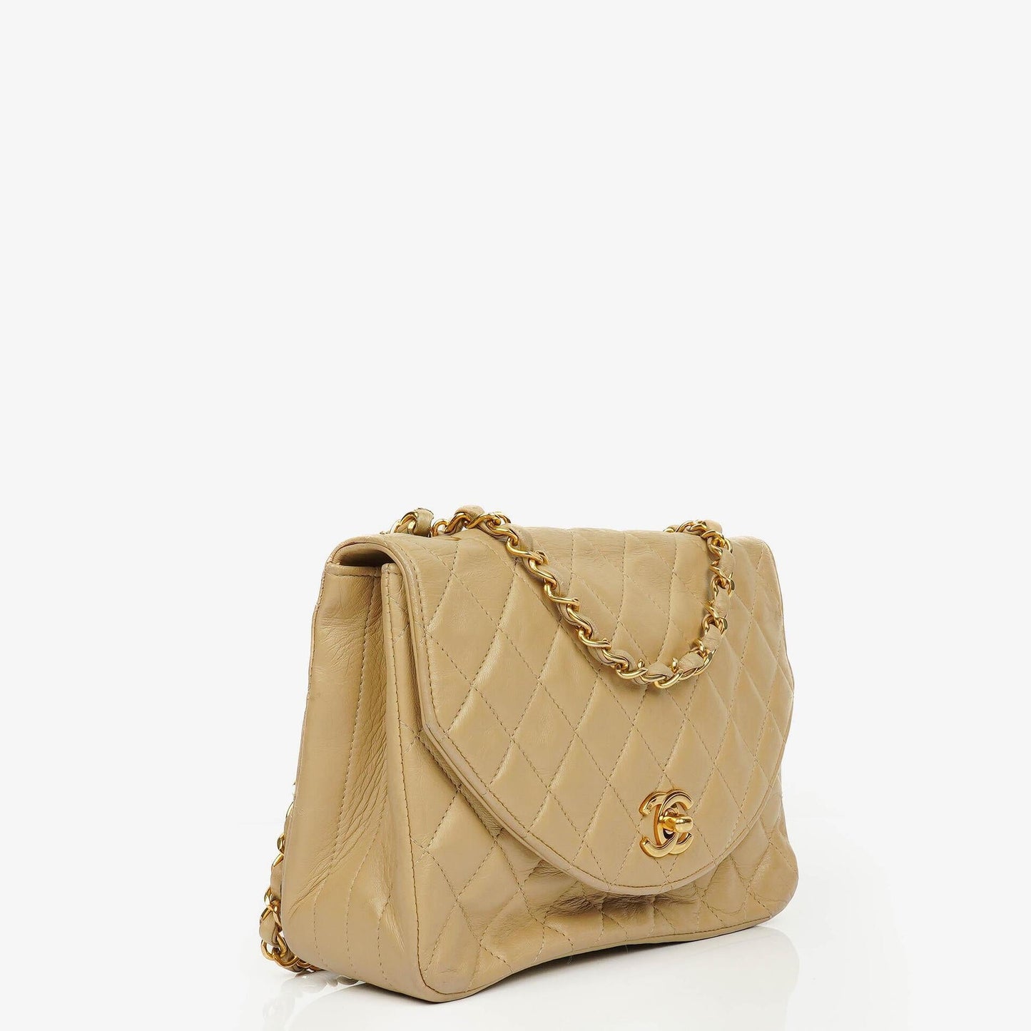 Chanel Classic Single Flap Bag Beige Quilted Lambskin With 24K Gold-Plated Hardware