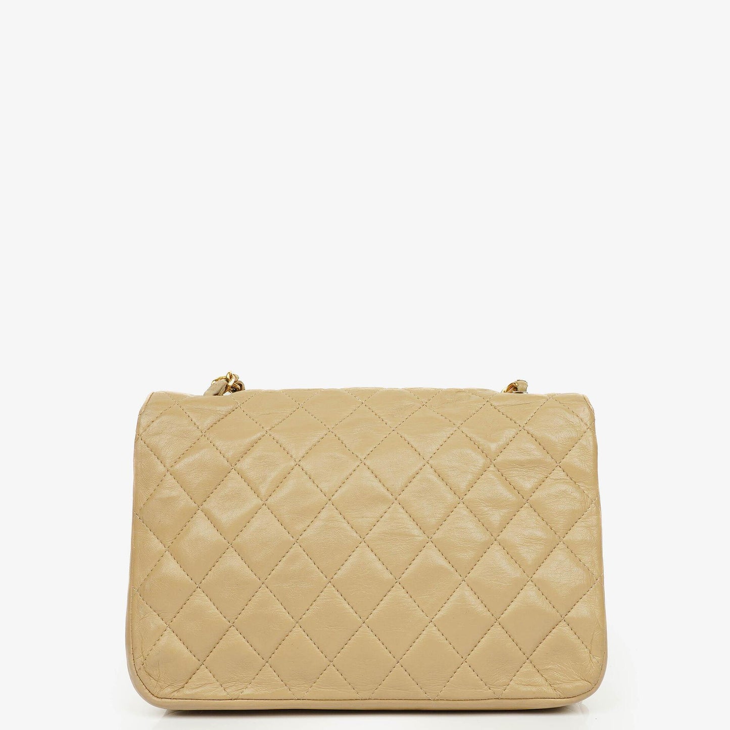 Chanel Classic Single Flap Bag Beige Quilted Lambskin With 24K Gold-Plated Hardware