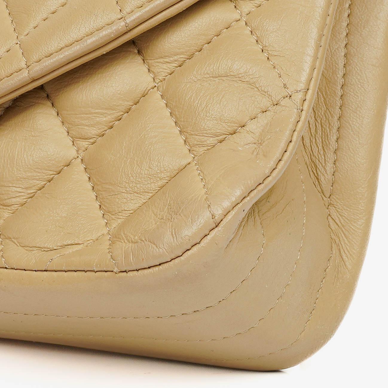 Chanel Classic Single Flap Bag Beige Quilted Lambskin With 24K Gold-Plated Hardware