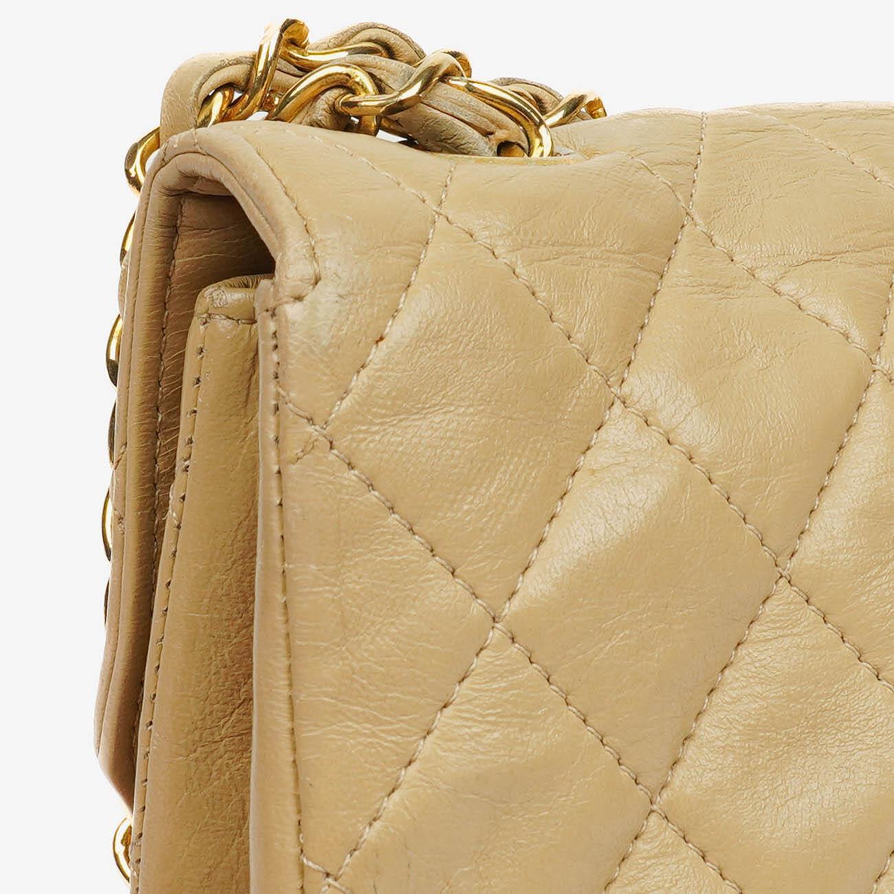 Chanel Classic Single Flap Bag Beige Quilted Lambskin With 24K Gold-Plated Hardware