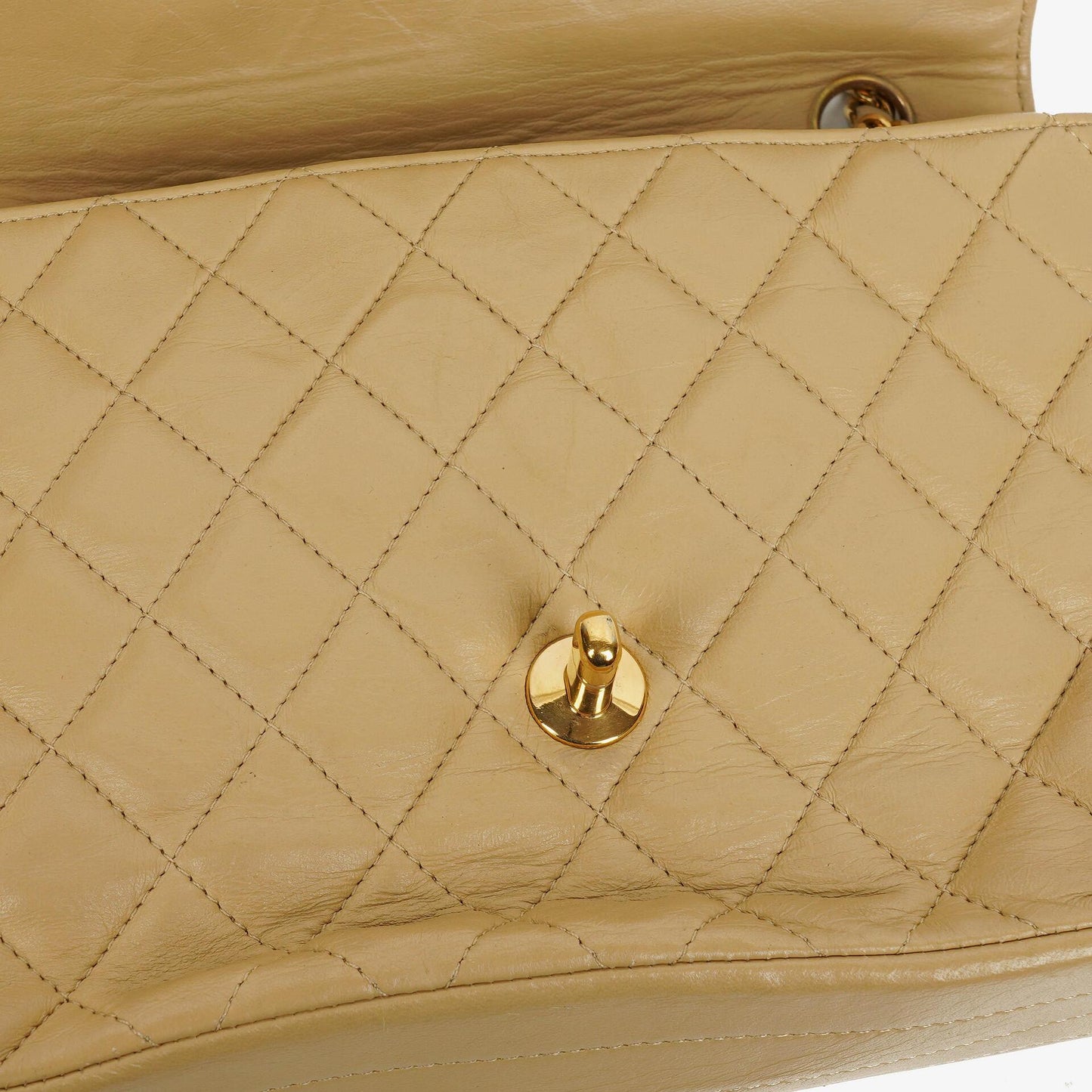Chanel Classic Single Flap Bag Beige Quilted Lambskin With 24K Gold-Plated Hardware