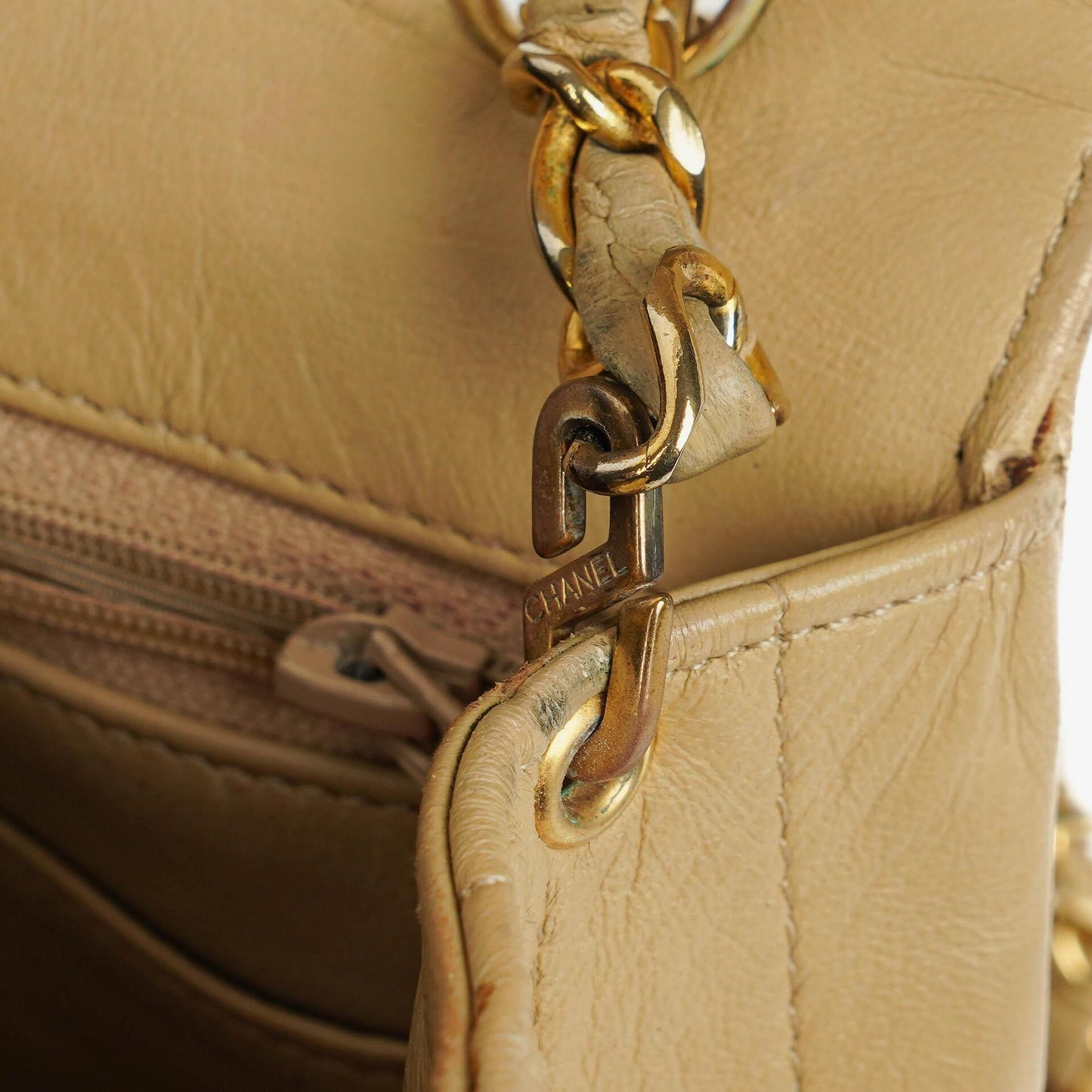 Chanel Classic Single Flap Bag Beige Quilted Lambskin With 24K Gold-Plated Hardware