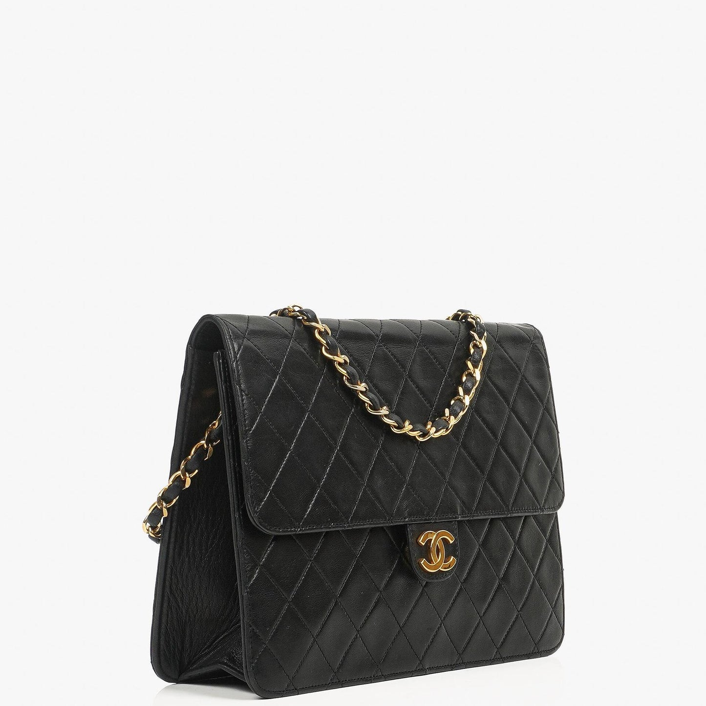 Chanel Classic Single Flap Bag Black Quilted Lambskin Gold-Tone Hardware Medium