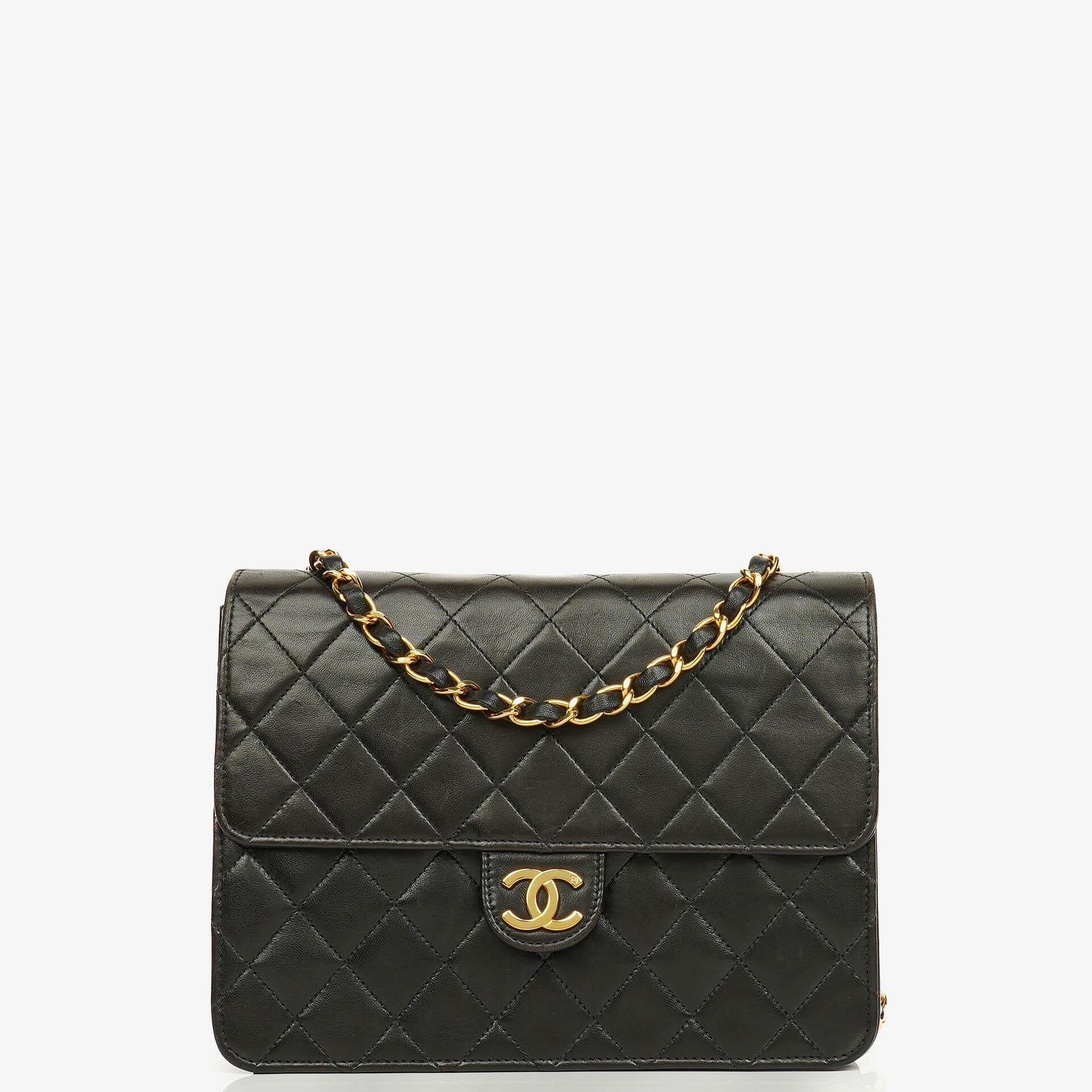Chanel Classic Single Flap Bag Black Quilted Lambskin With 24K Gold-Plated Hardware