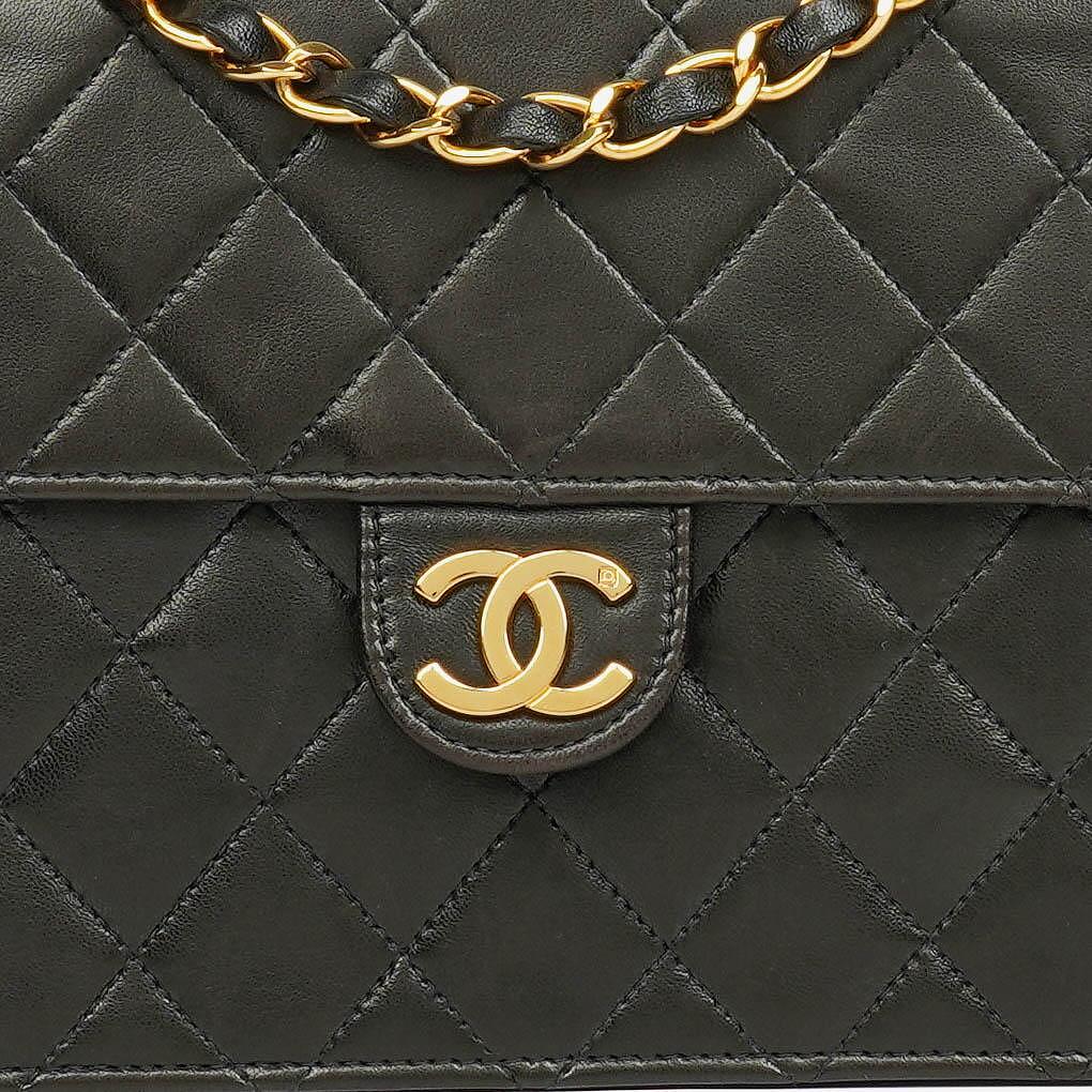 Chanel Classic Small Single Flap Bag Black Quilted Lambskin With 24K Gold-Plated Hardware