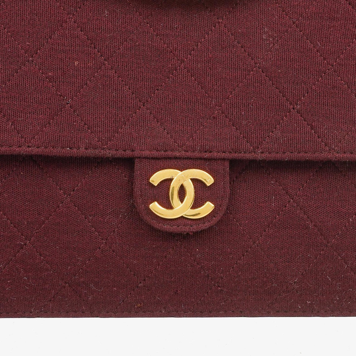Chanel Classic Single Flap Bag Burgundy Quilted Jersey And Leather 24K Gold-Plated Hardware