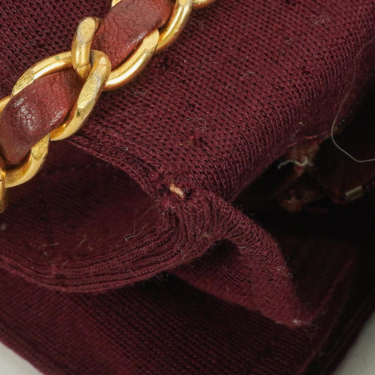 Chanel Classic Single Flap Bag Burgundy Quilted Jersey And Leather 24K Gold-Plated Hardware