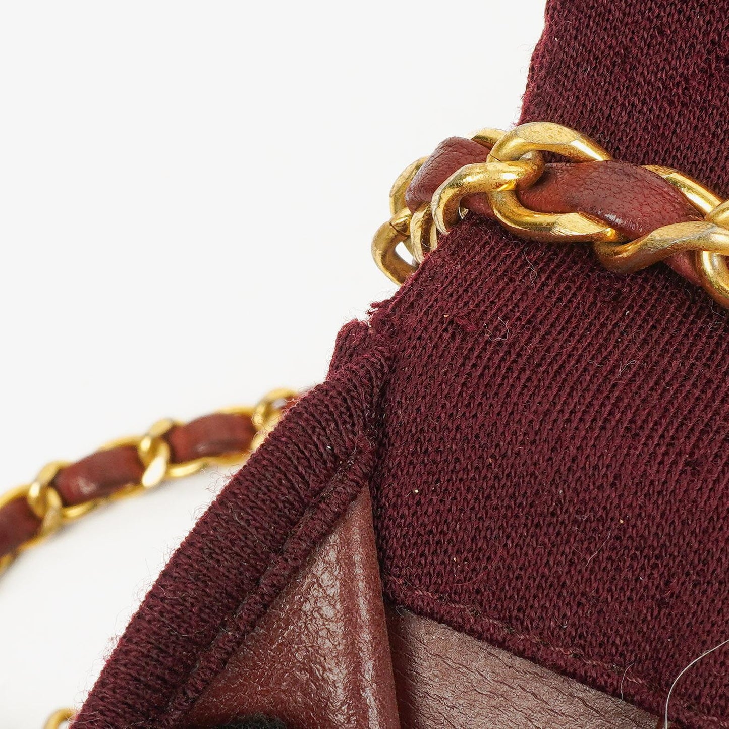 Chanel Classic Single Flap Bag Burgundy Quilted Jersey And Leather 24K Gold-Plated Hardware
