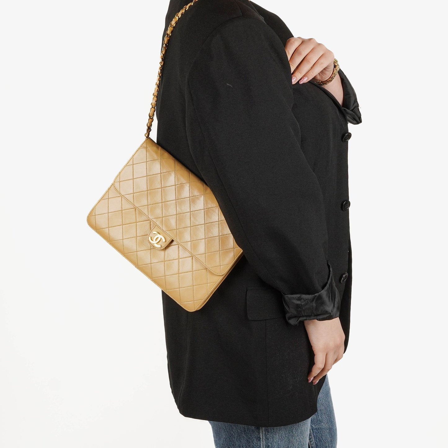 Chanel Classic Single Flap Bag Quilted Lambskin With 24K Gold-Plated Hardware