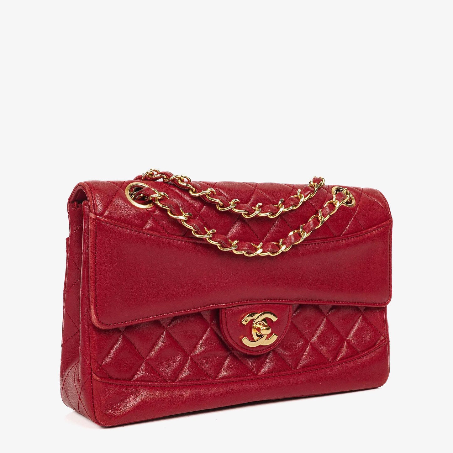 Chanel Classic Small Flap Bag Red Lambskin 24k Gold-Plated Hardware