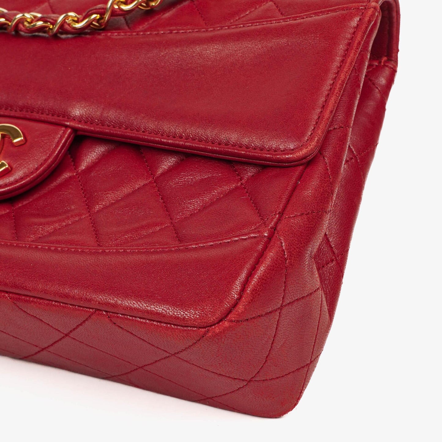Chanel Classic Small Flap Bag Red Lambskin 24k Gold-Plated Hardware