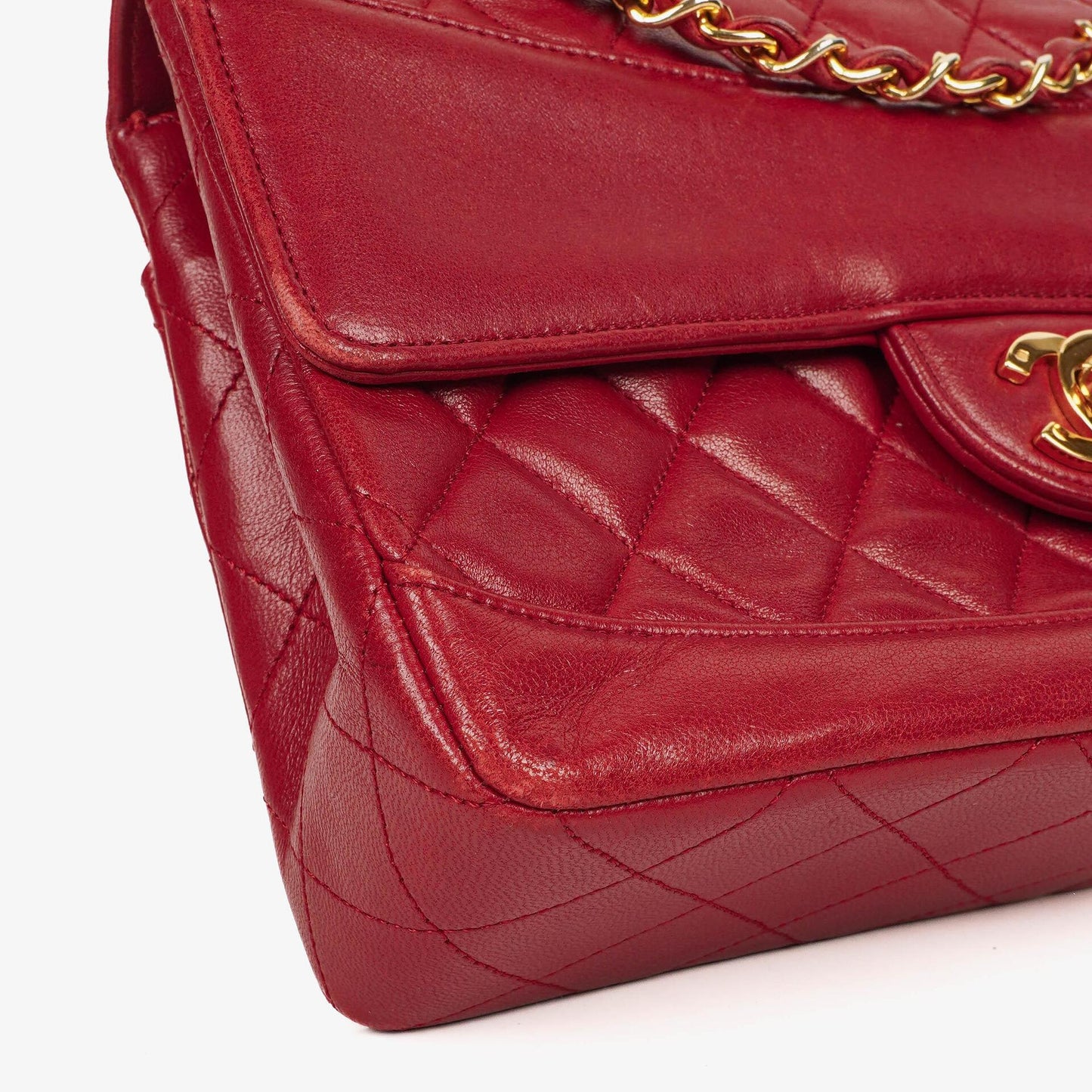 Chanel Classic Small Flap Bag Red Lambskin 24k Gold-Plated Hardware