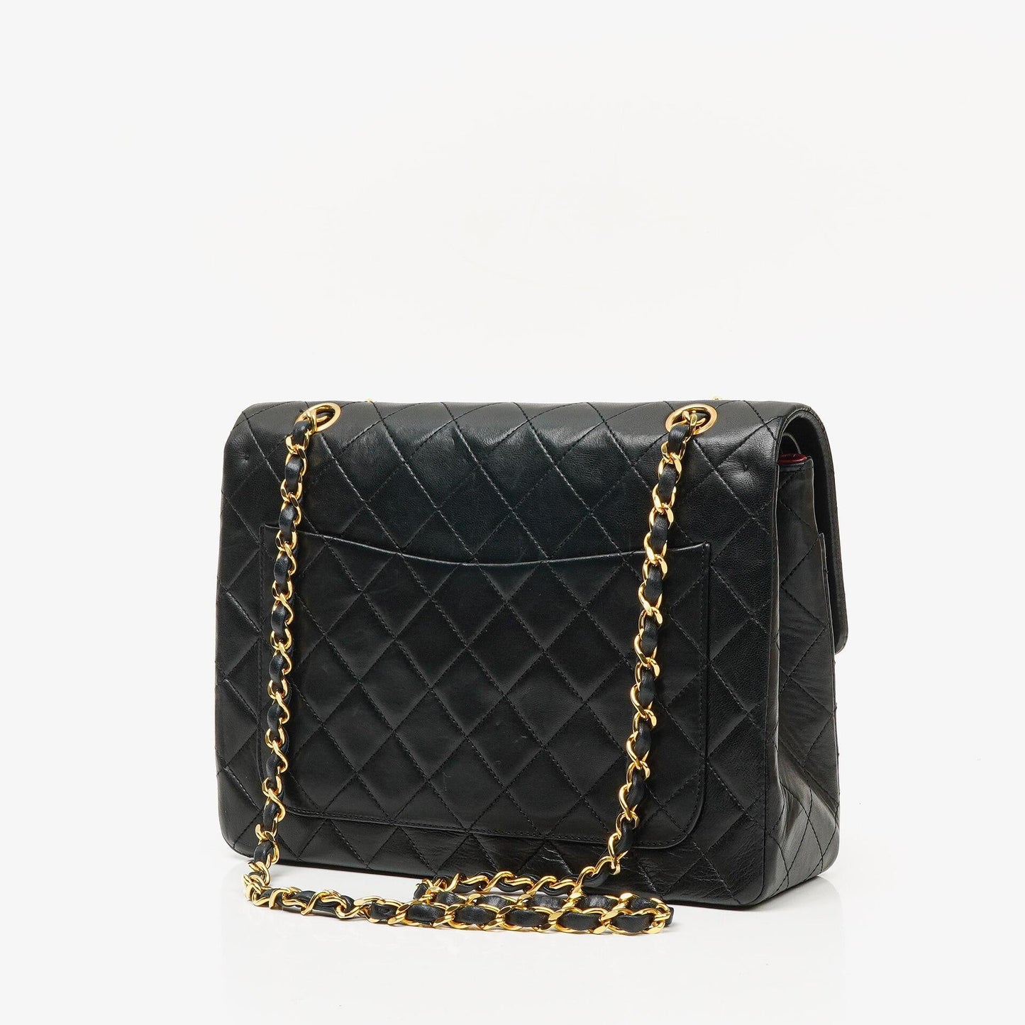 Chanel Classic Square Black Quilted Lambskin Double Flap Bag With 24K Gold-Plated Hardware, 1986-1988