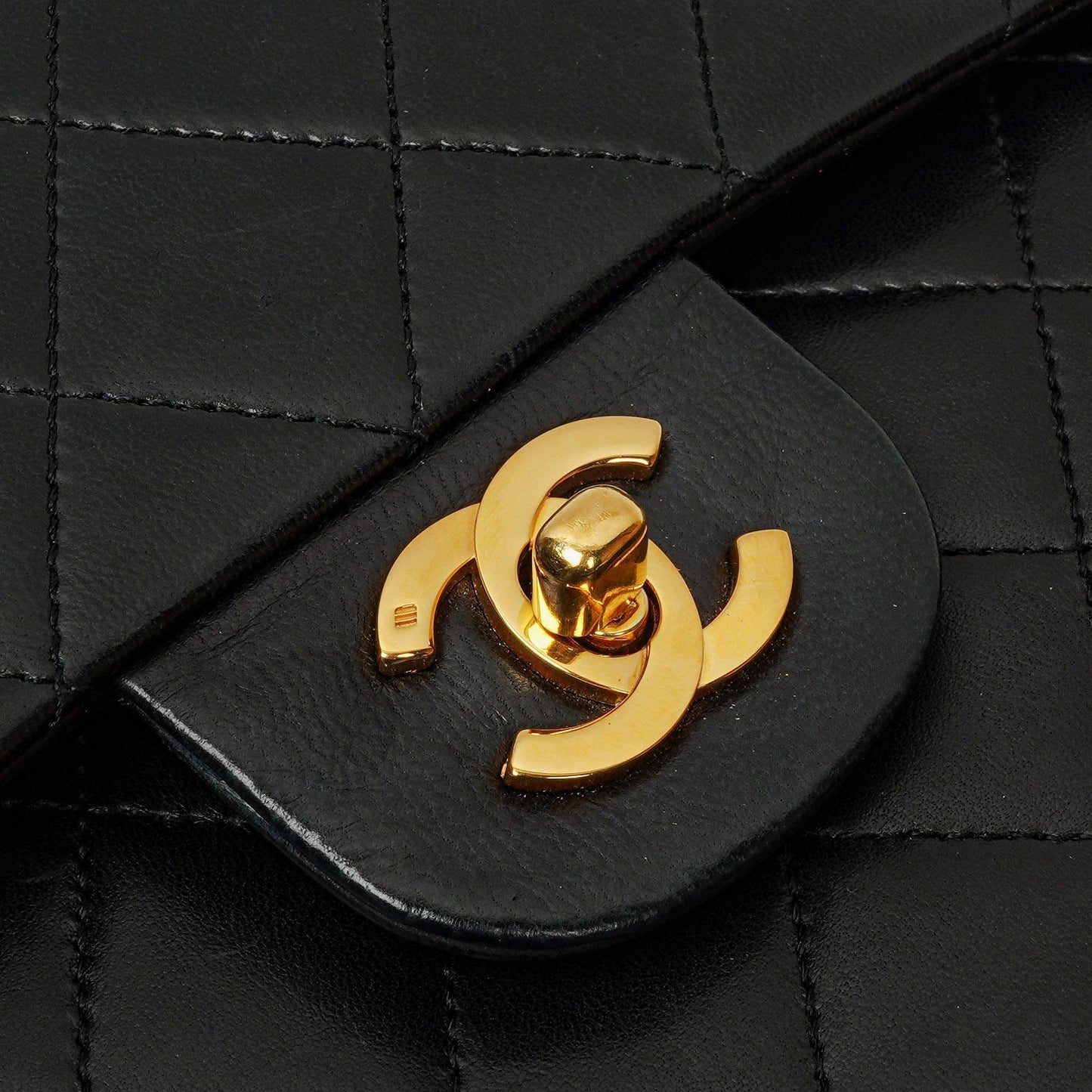 Chanel Classic Square Black Quilted Lambskin Double Flap Bag With 24K Gold-Plated Hardware, 1986-1988