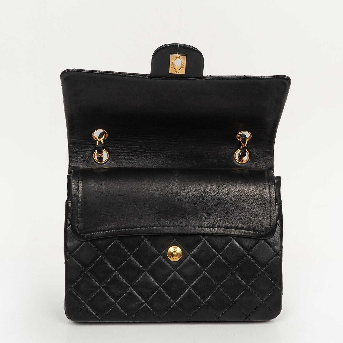Chanel Classic Square Black Quilted Lambskin Double Flap Bag With 24K Gold-Plated Hardware, 1986-1988