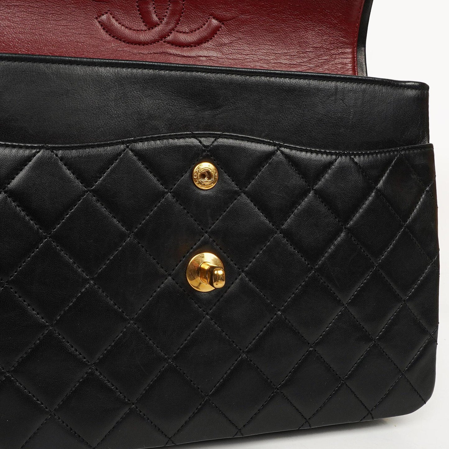 Chanel Classic Square Black Quilted Lambskin Double Flap Bag With 24K Gold-Plated Hardware, 1986-1988