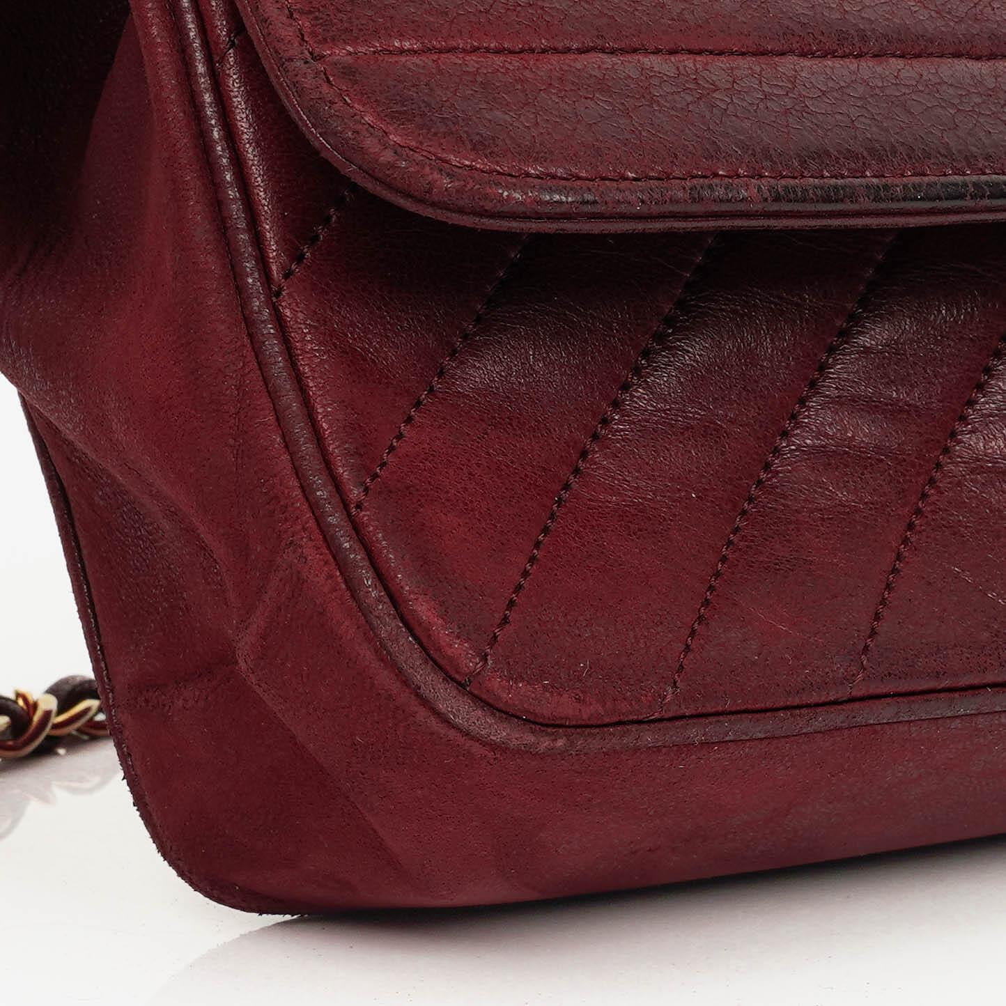 Chanel Classic Diagonal Quilted Lambskin Single Flap Bag With 24K Gold-Plated Hardware