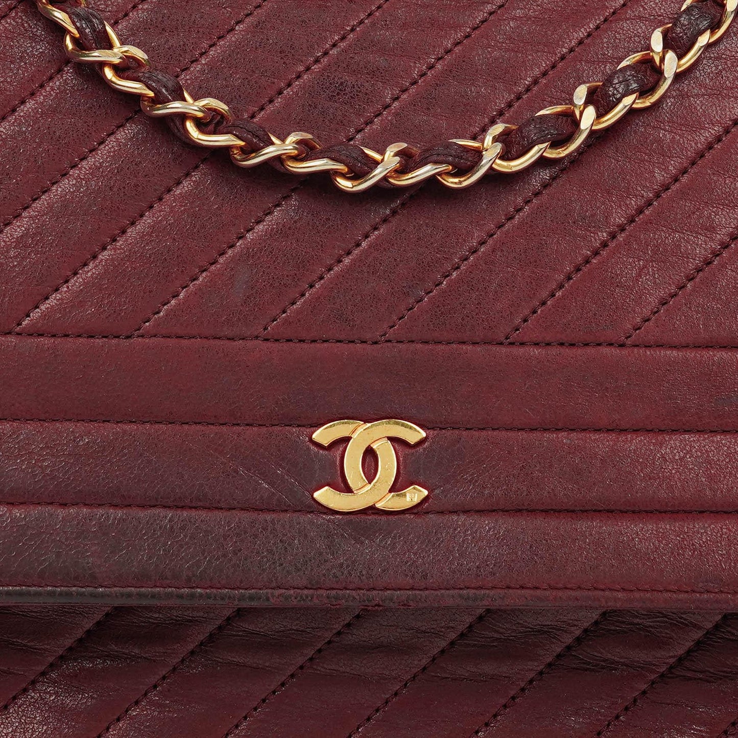 Chanel Classic Diagonal Quilted Lambskin Single Flap Bag With 24K Gold-Plated Hardware
